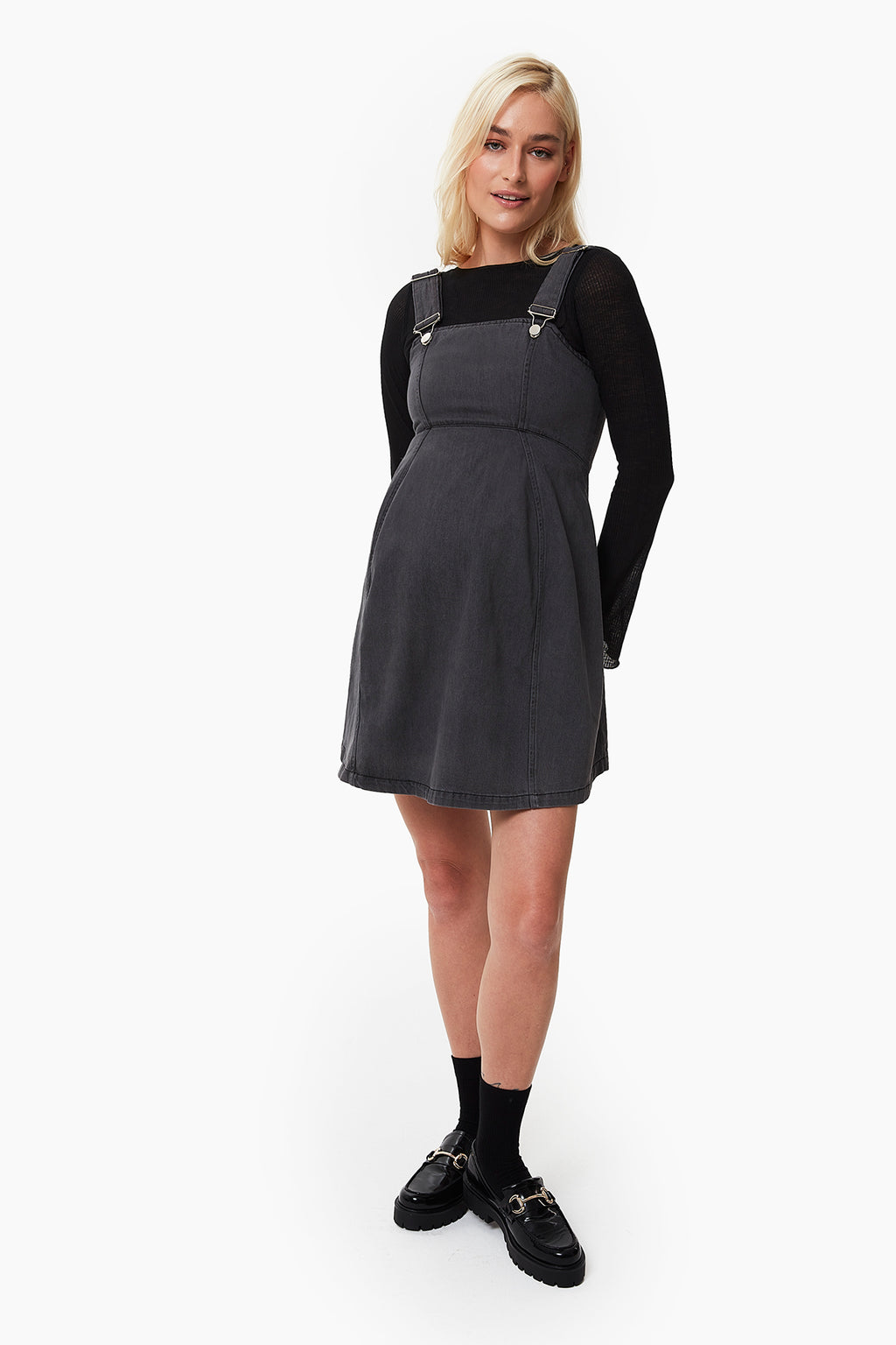 Lily Denim Hamile Elbise koyu gri önden görünüm