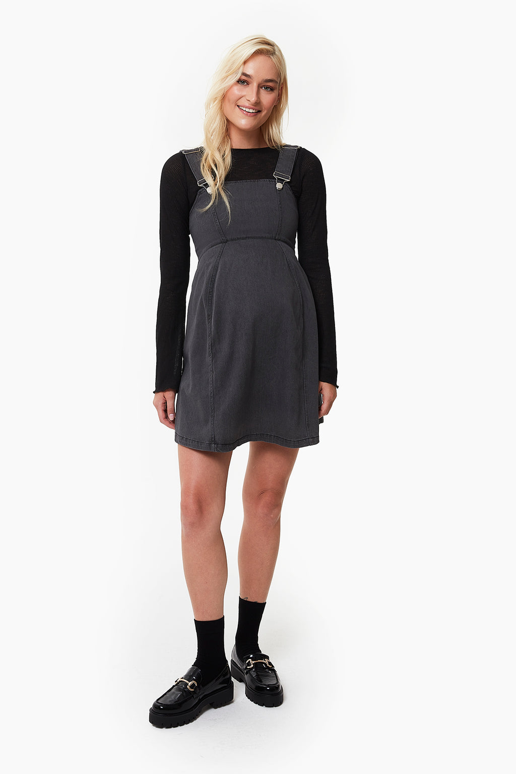 Lily Denim Hamile Elbise koyu gri önden görünüm