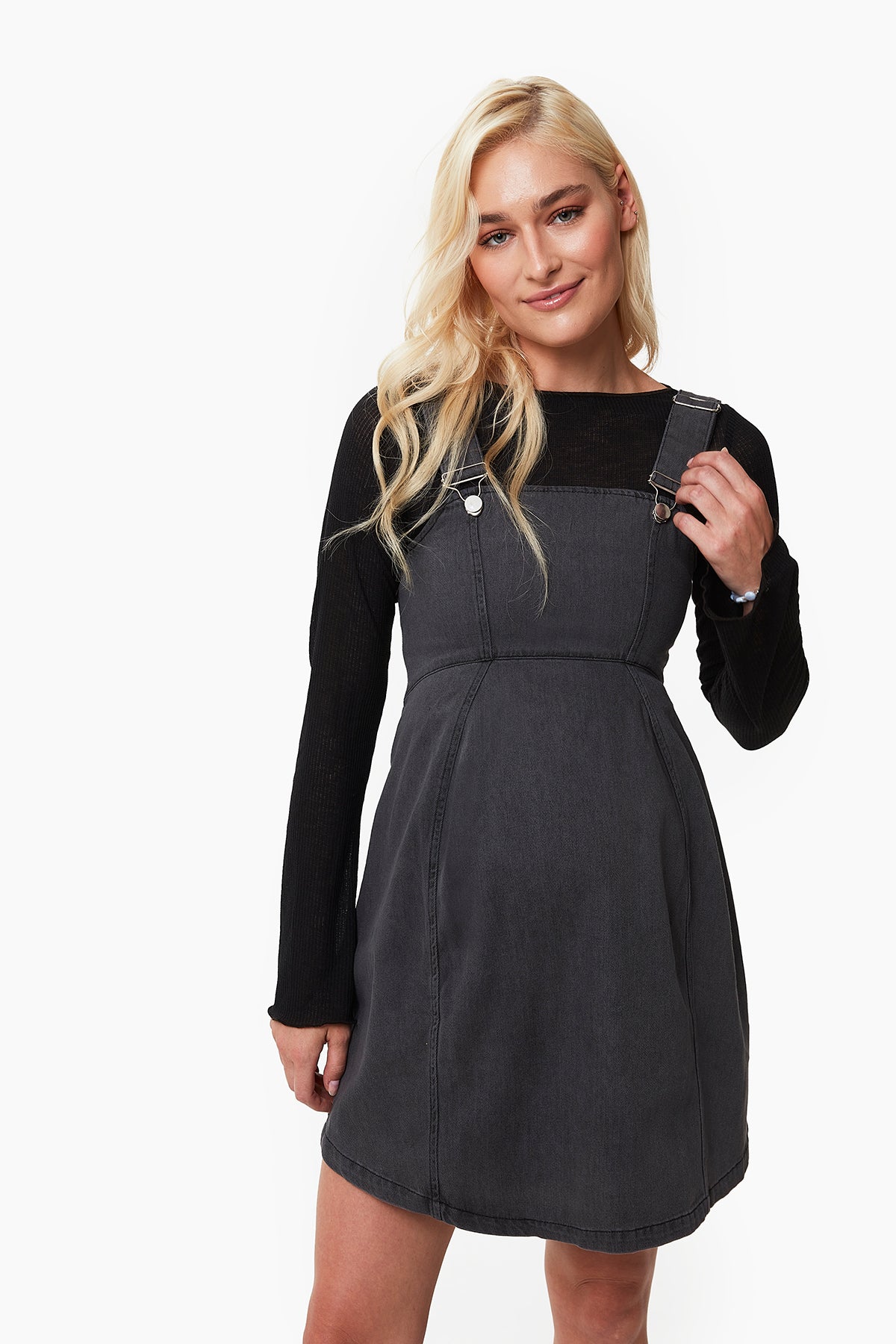 Lily Denim Hamile Elbise koyu gri önden görünüm