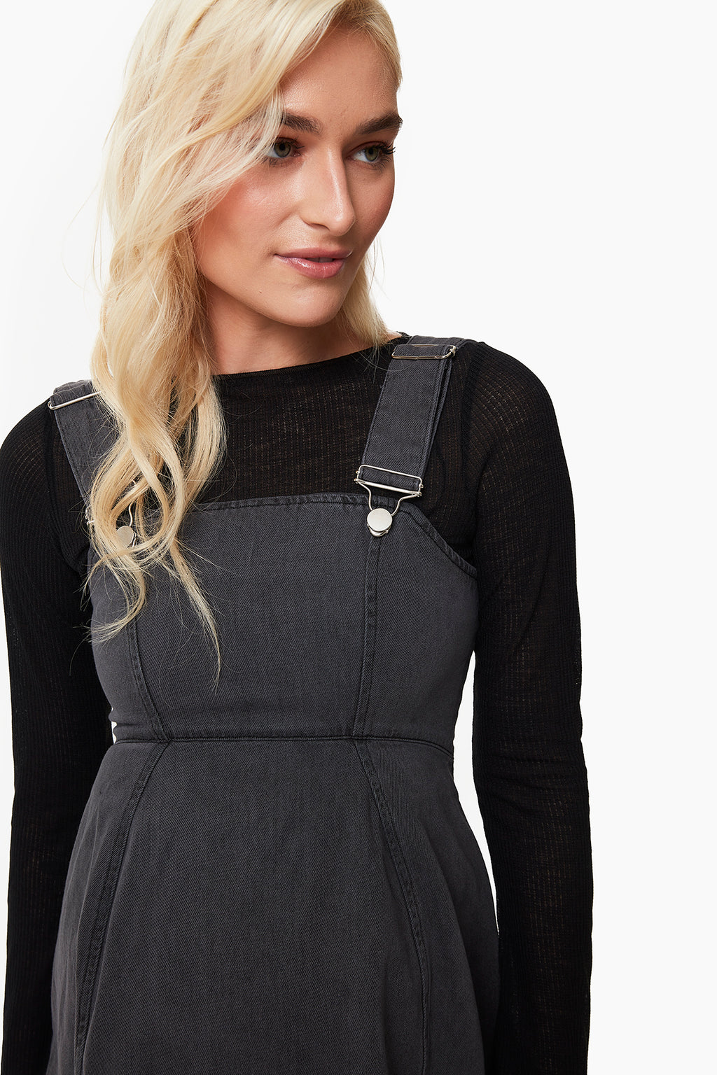 Lily Denim Hamile Elbise koyu gri yakın detay çekim