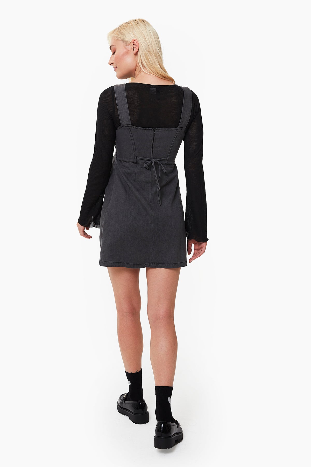 Lily Denim Hamile Elbise koyu gri arkadan görünüm