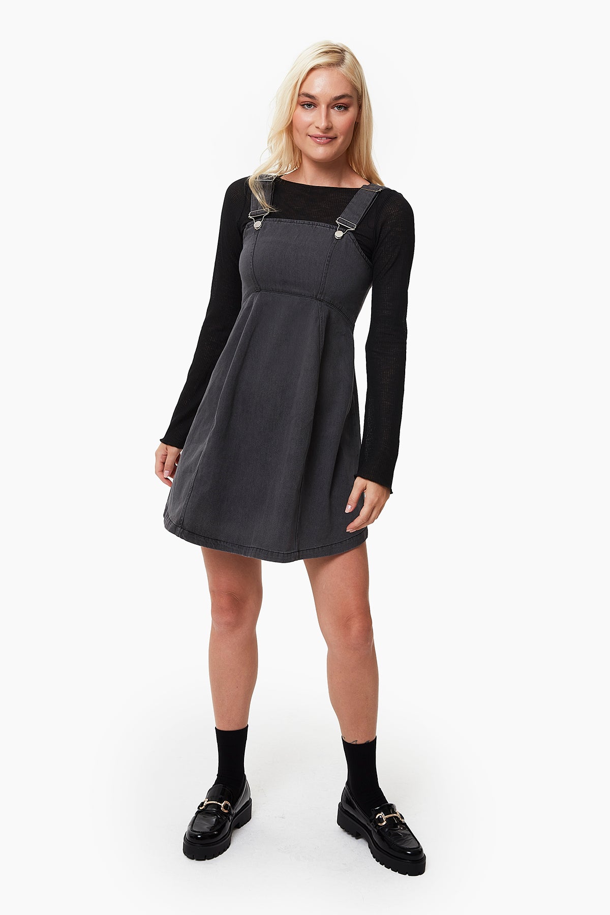 Lily Denim Hamile Elbise koyu gri önden görünüm