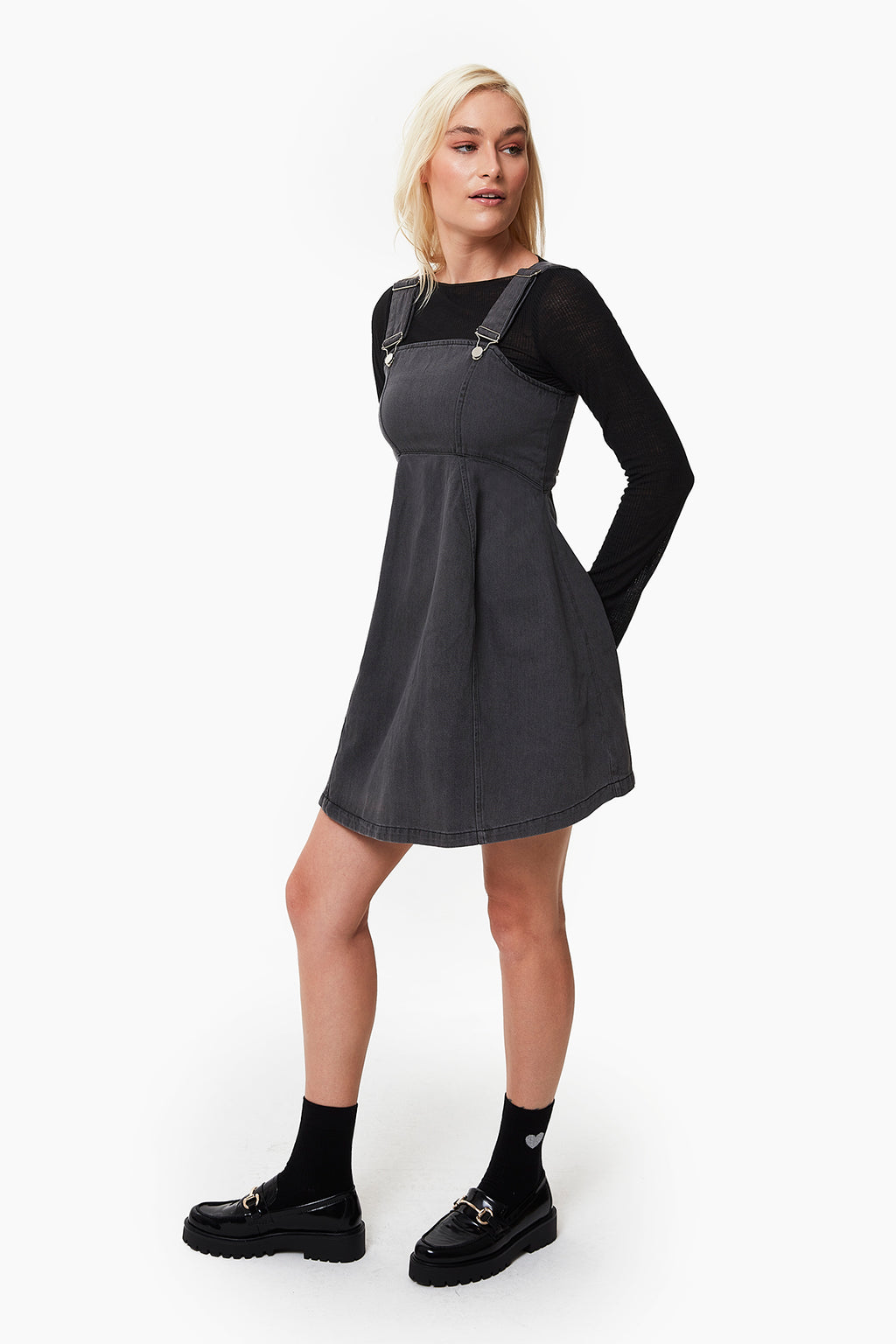 Lily Denim Hamile Elbise koyu gri önden görünüm