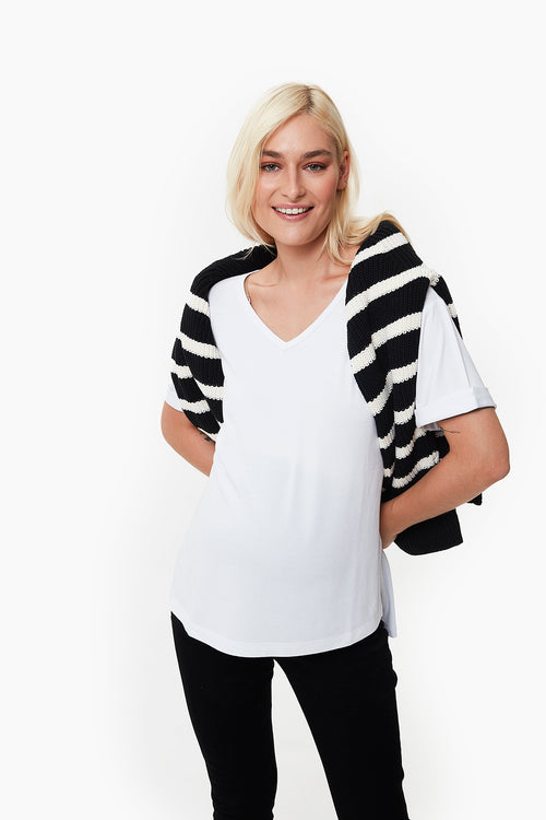 Aura V yaka hamile t-Shirt beyaz önden görünüm