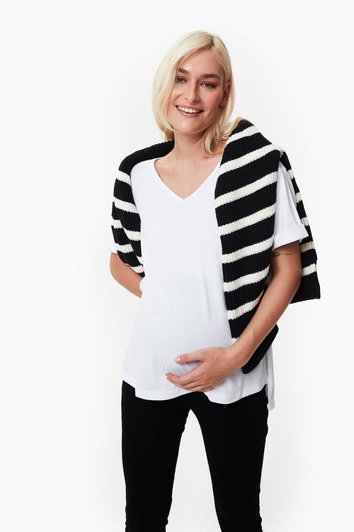 Aura V yaka hamile t-Shirt beyaz önden görünüm