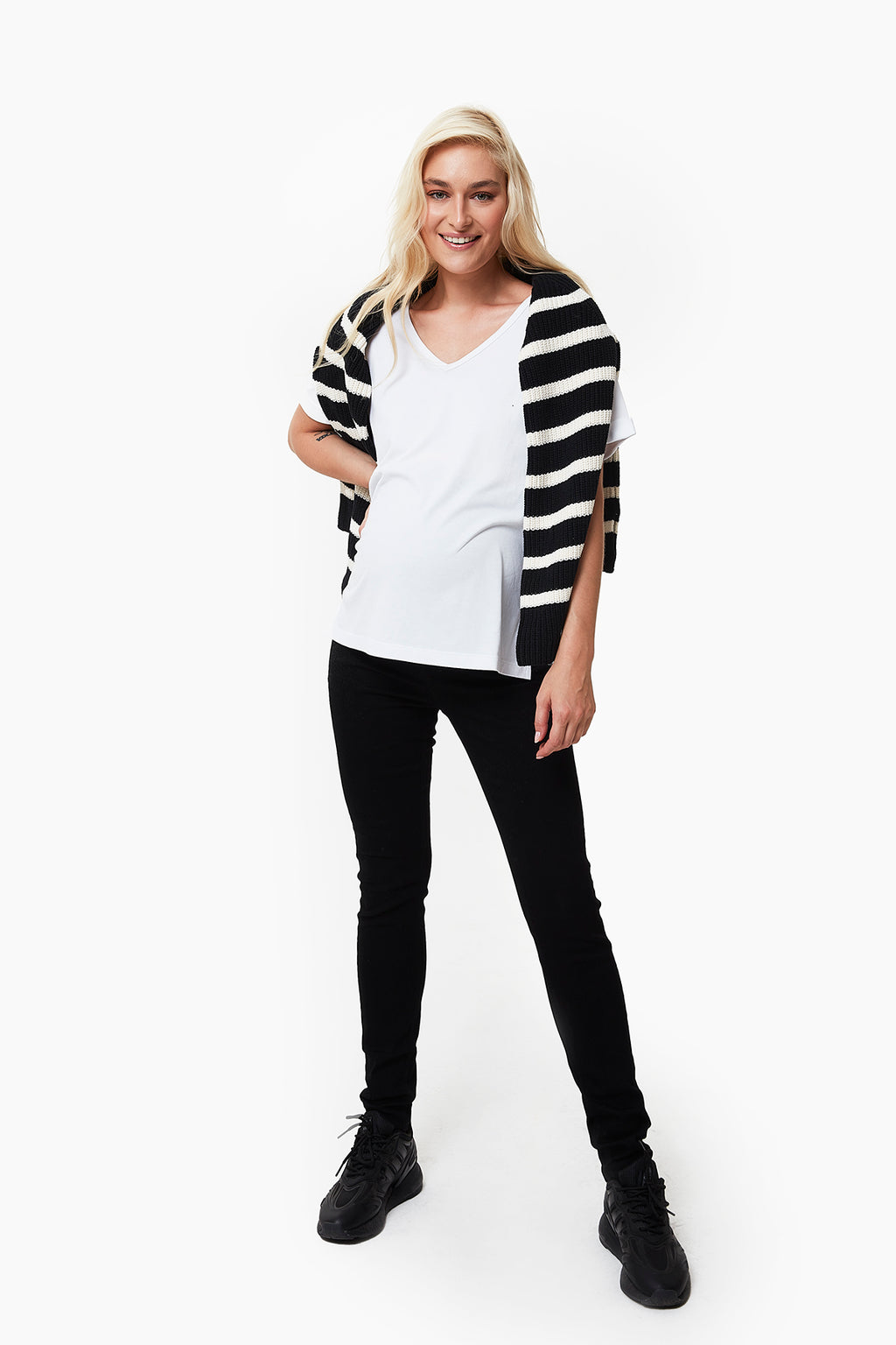 Aura V yaka hamile t-Shirt beyaz önden görünüm