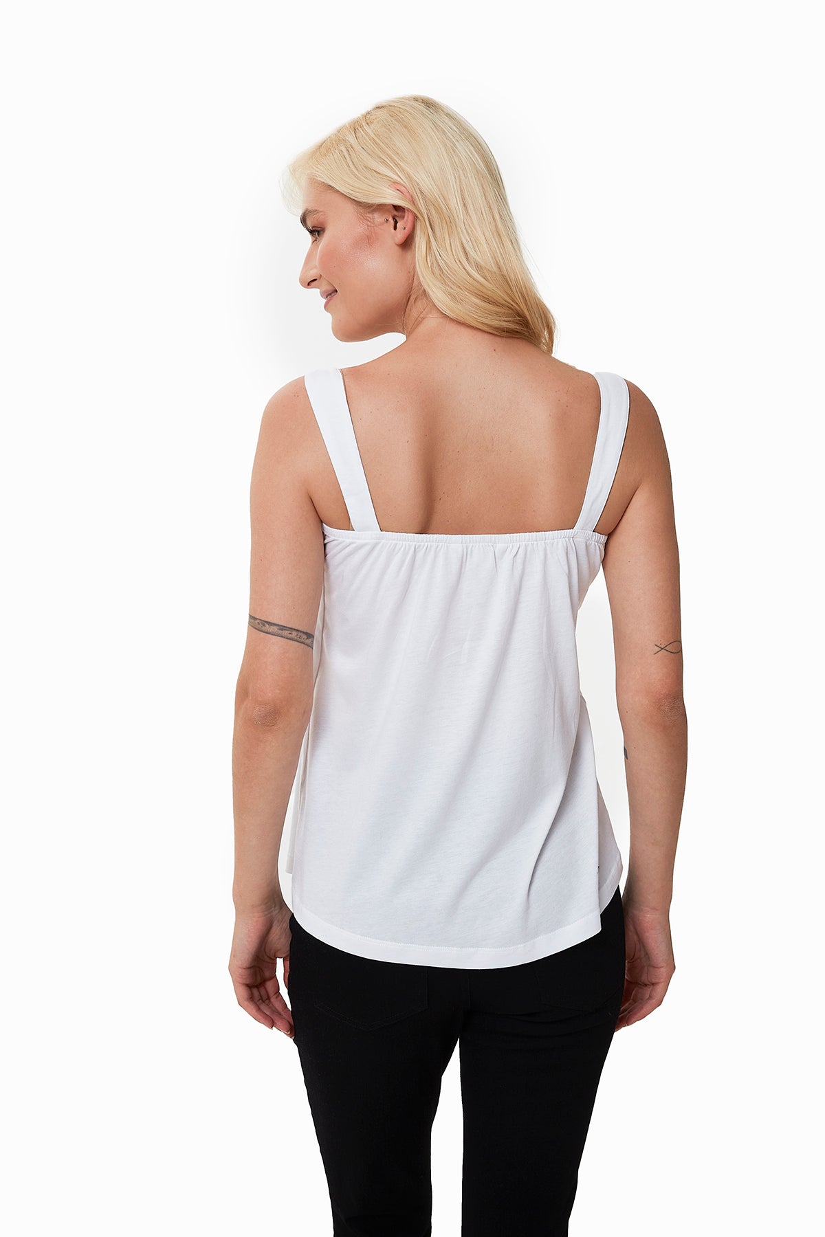 Emery Düğme Detaylı Hamile Atlet Beyaz arkadan görünüm