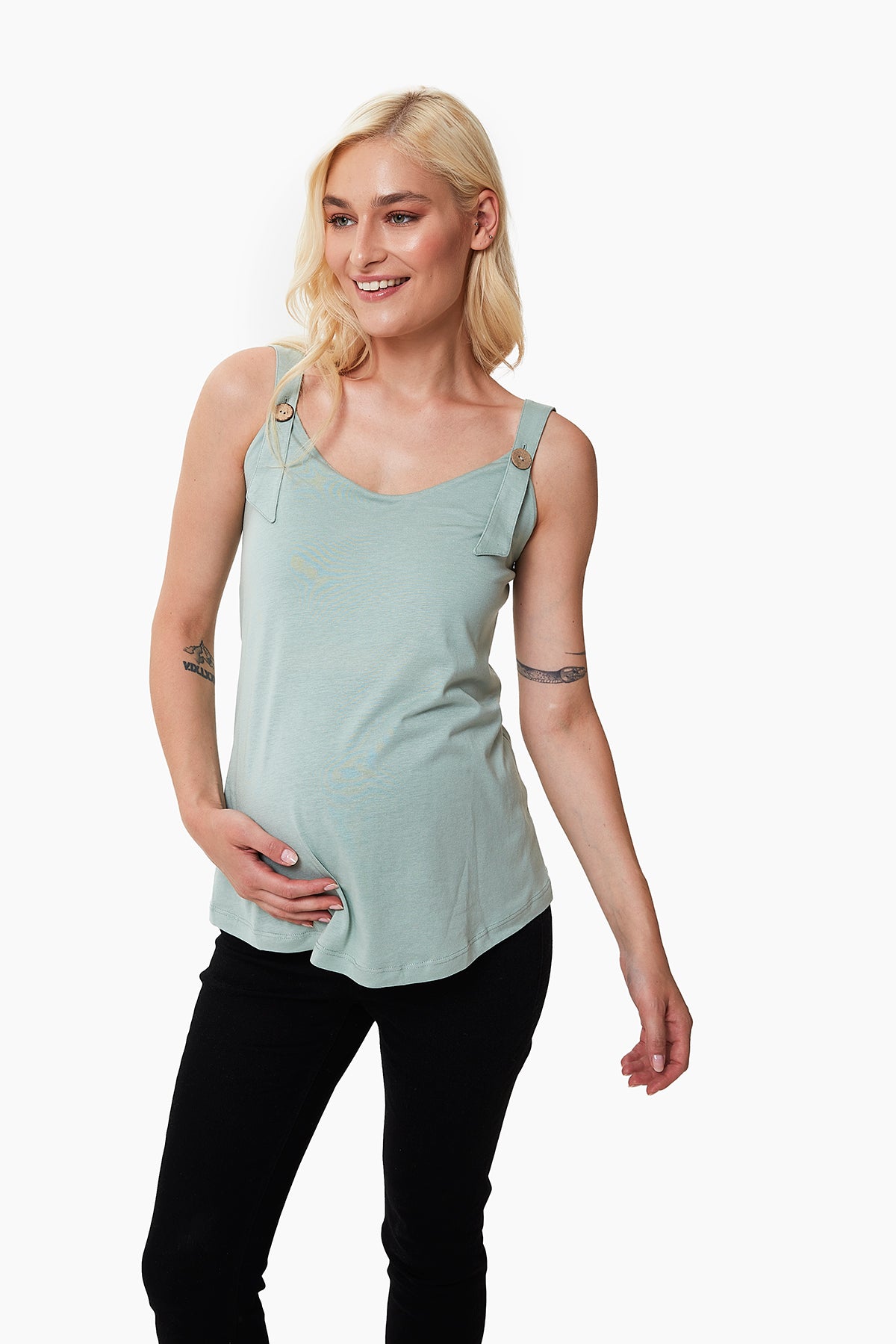 Emery Düğme Detaylı Hamile Atlet Mint önden görünüm