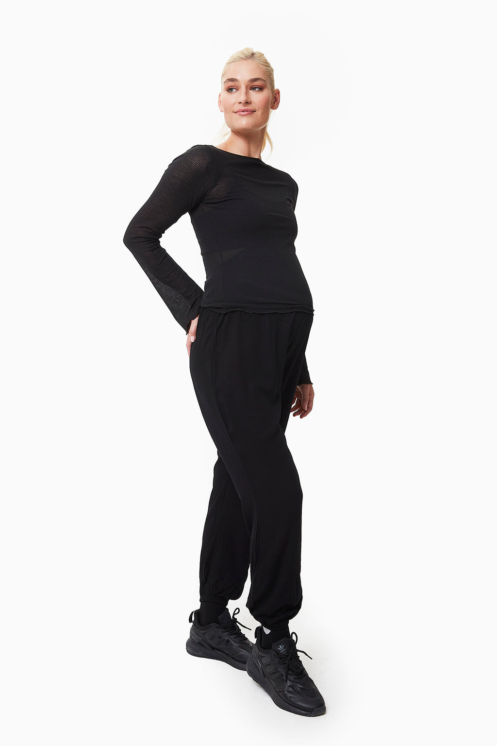 Lori Dökümlü Hamile Pantolon siyah yandan görünüm