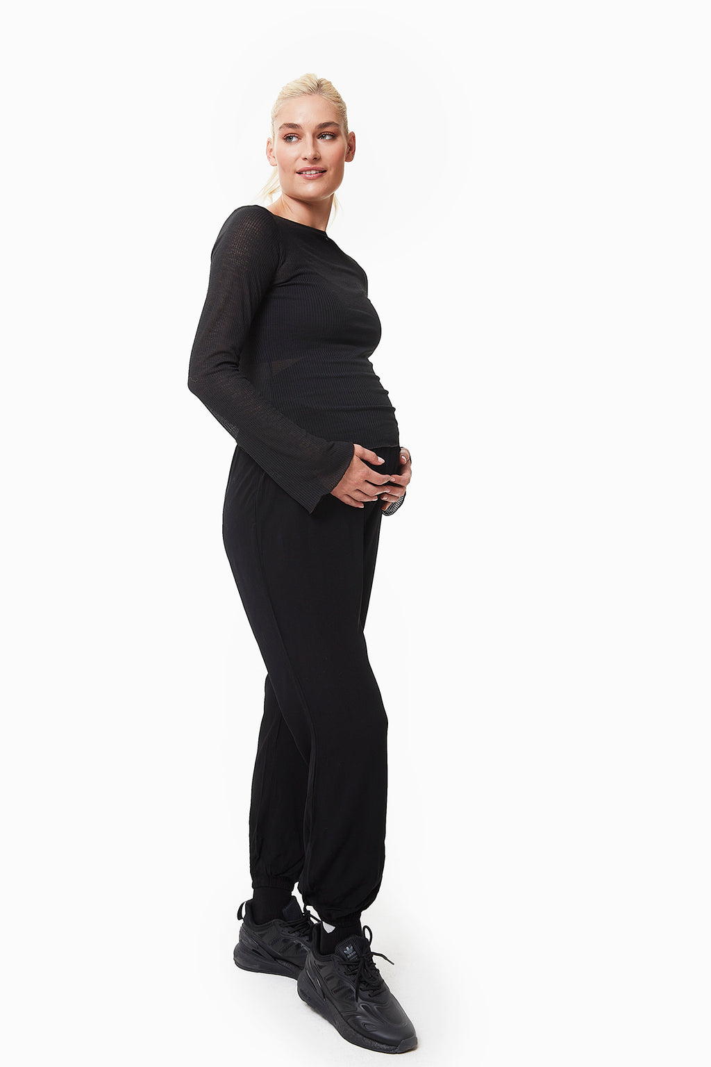 Lori Dökümlü Hamile Pantolon siyah yandan görünüm