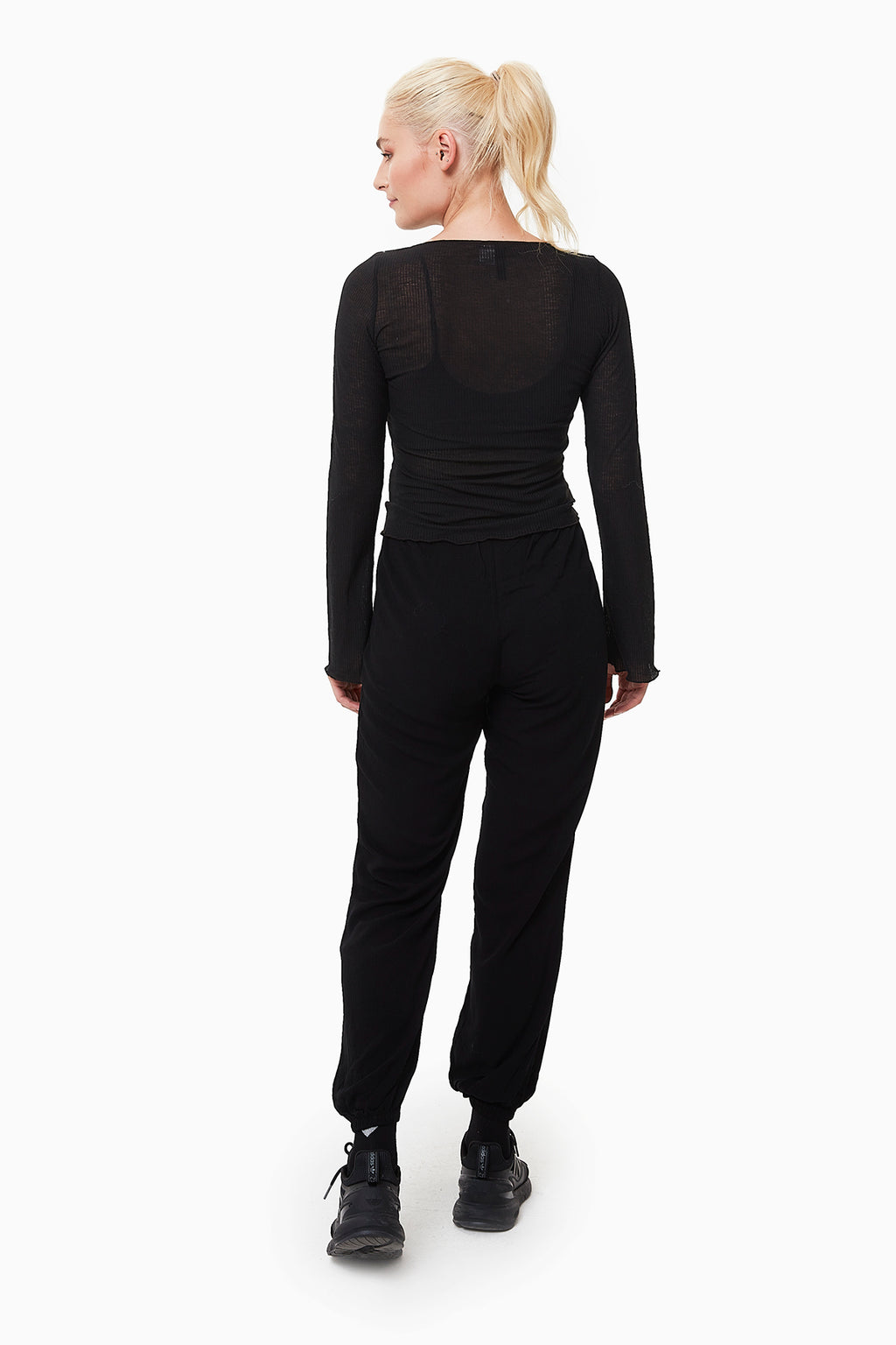 Lori Dökümlü Hamile Pantolon siyah arkadan görünüm