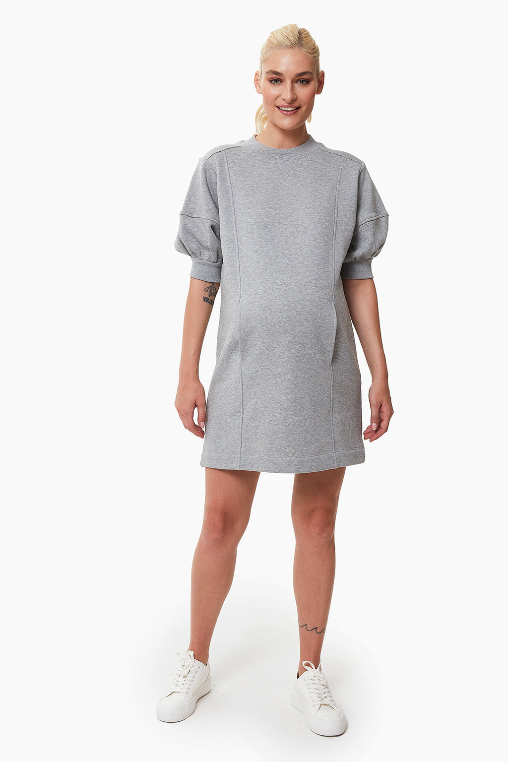 Anna sweatshirt hamile elbise gri önden görünüm