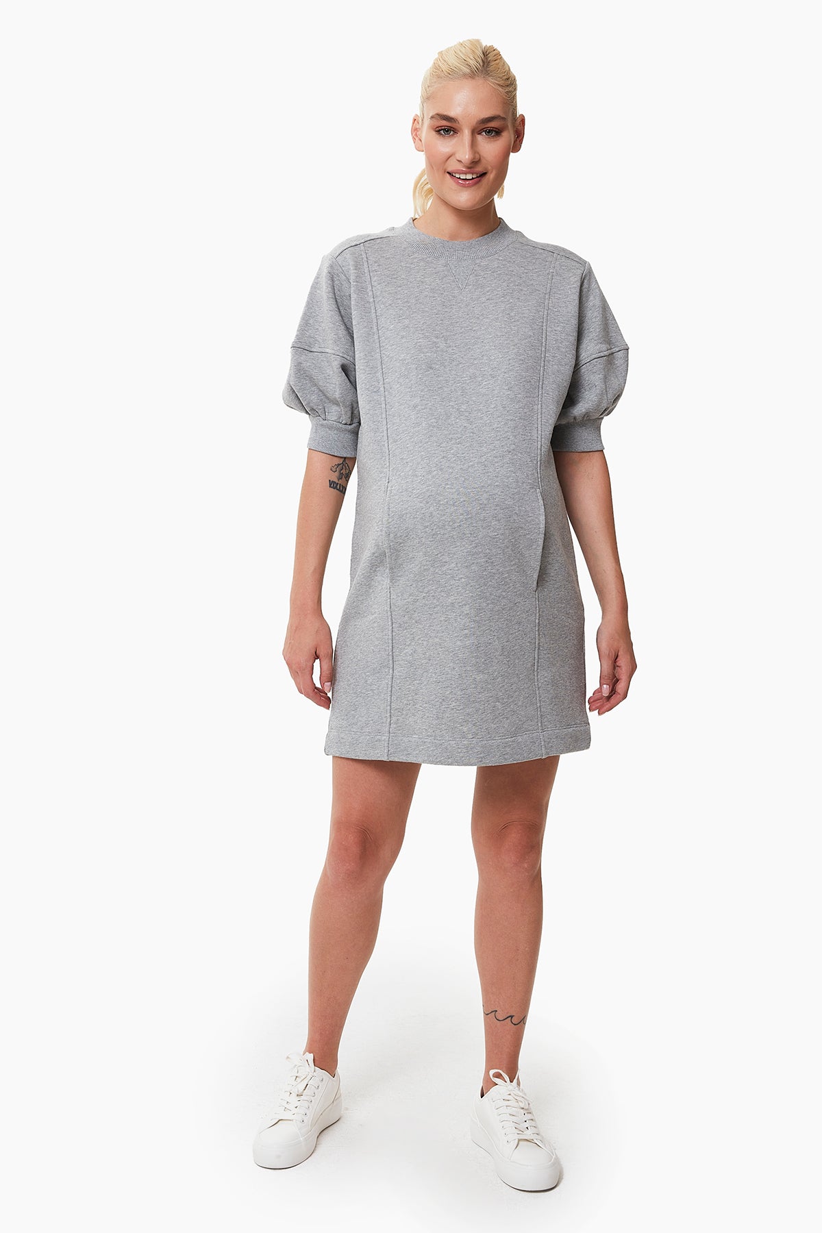 Anna sweatshirt hamile elbise gri önden görünüm