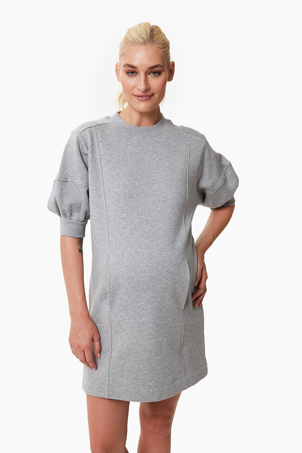 Anna sweatshirt hamile elbise gri önden görünüm