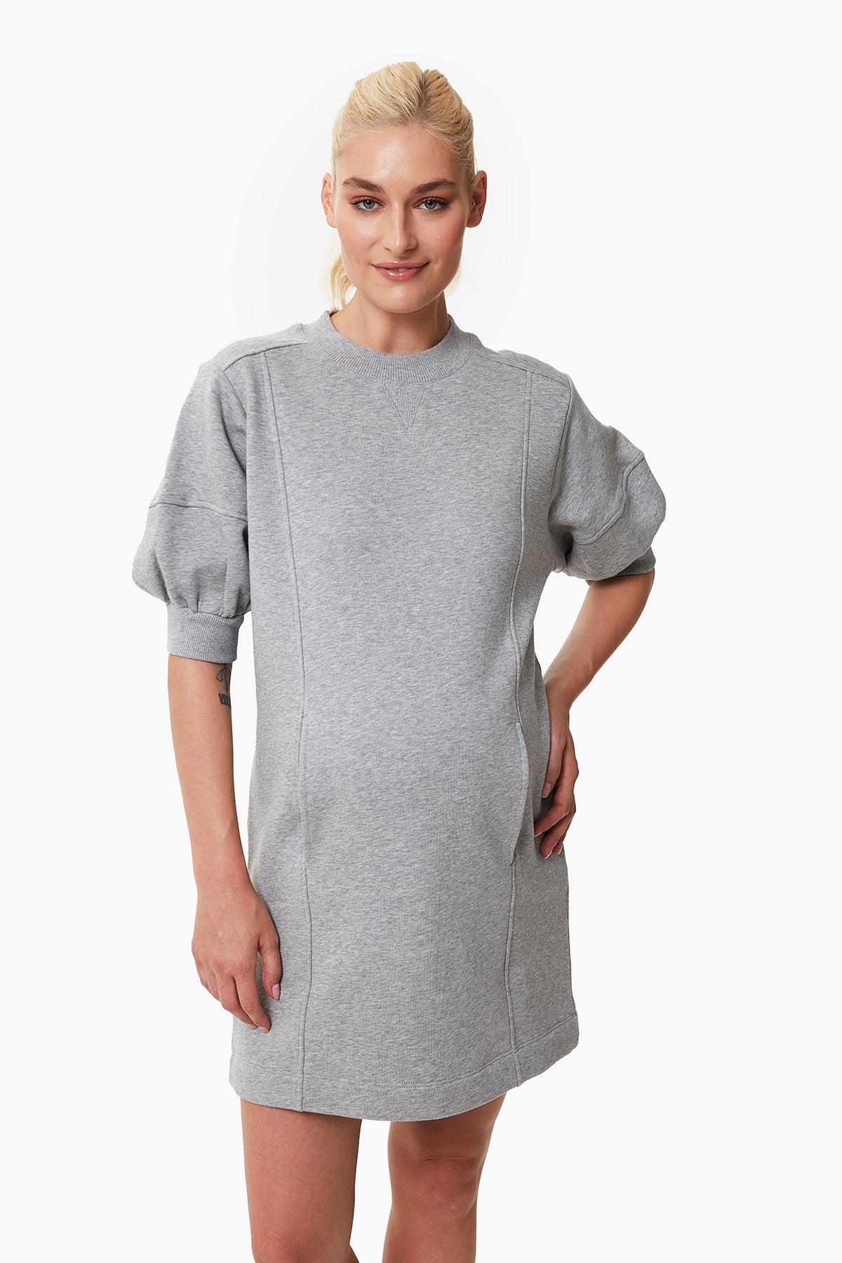 Anna sweatshirt hamile elbise gri önden görünüm