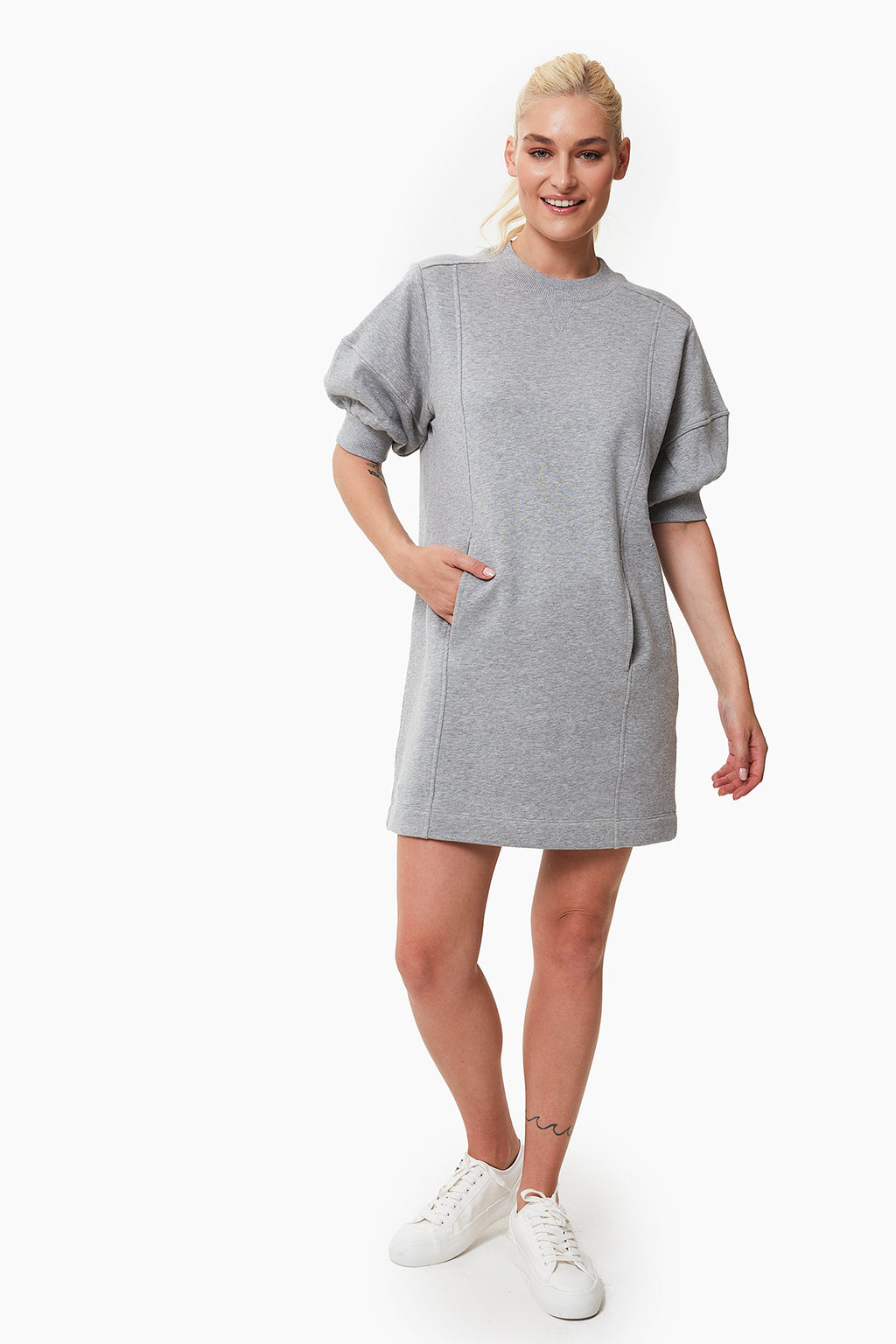 Anna sweatshirt hamile elbise gri önden görünüm