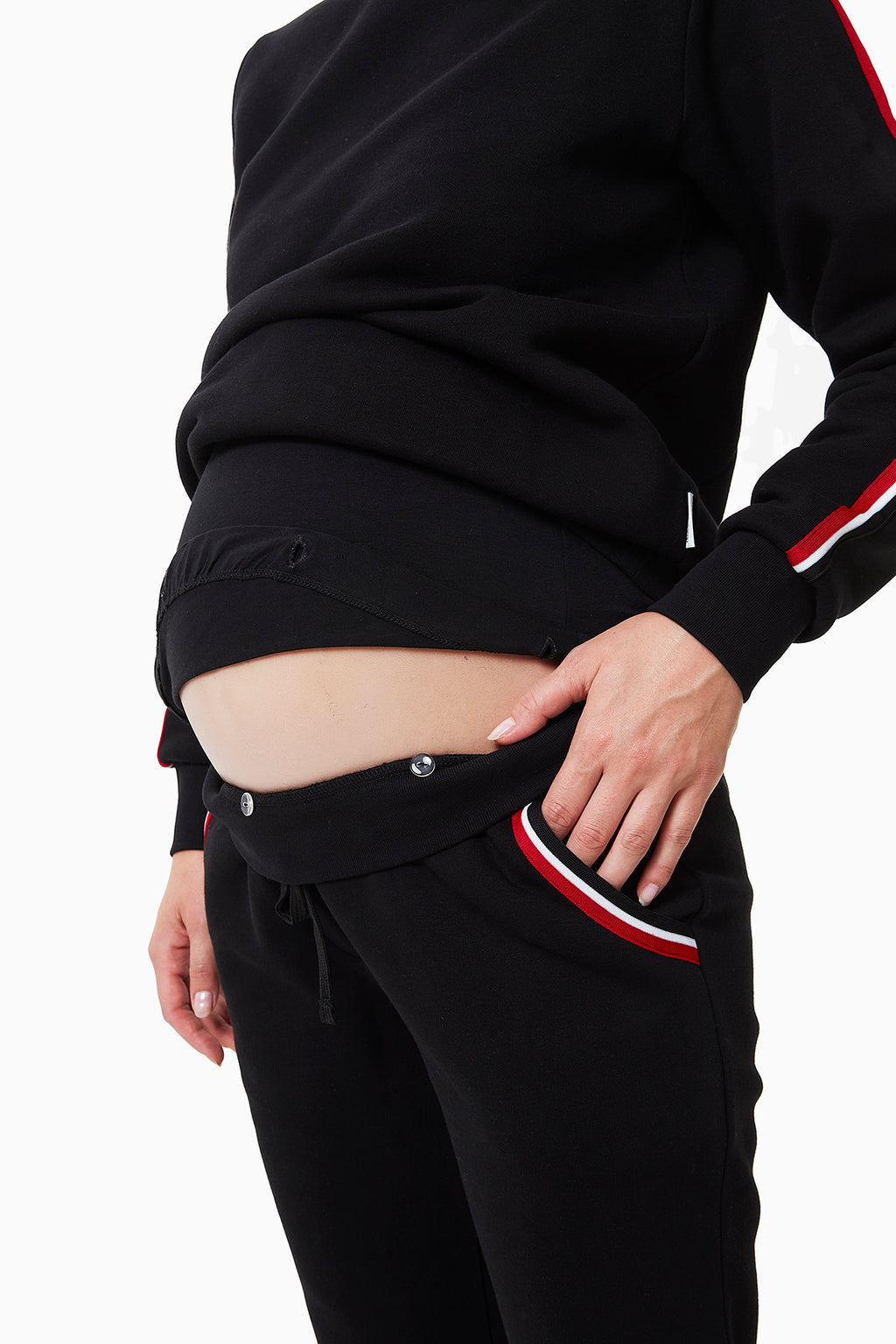 Silvia Hamile Eşofman Takımı Siyah yakın detay çekim