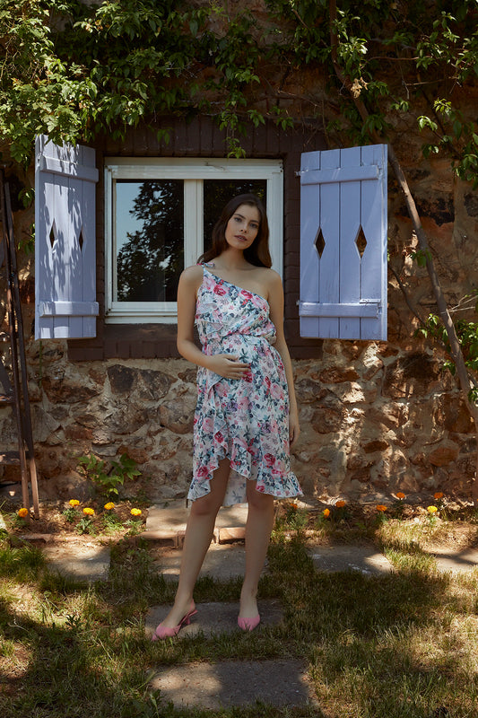 Gigi Kısa Çiçekli Hamile Elbise