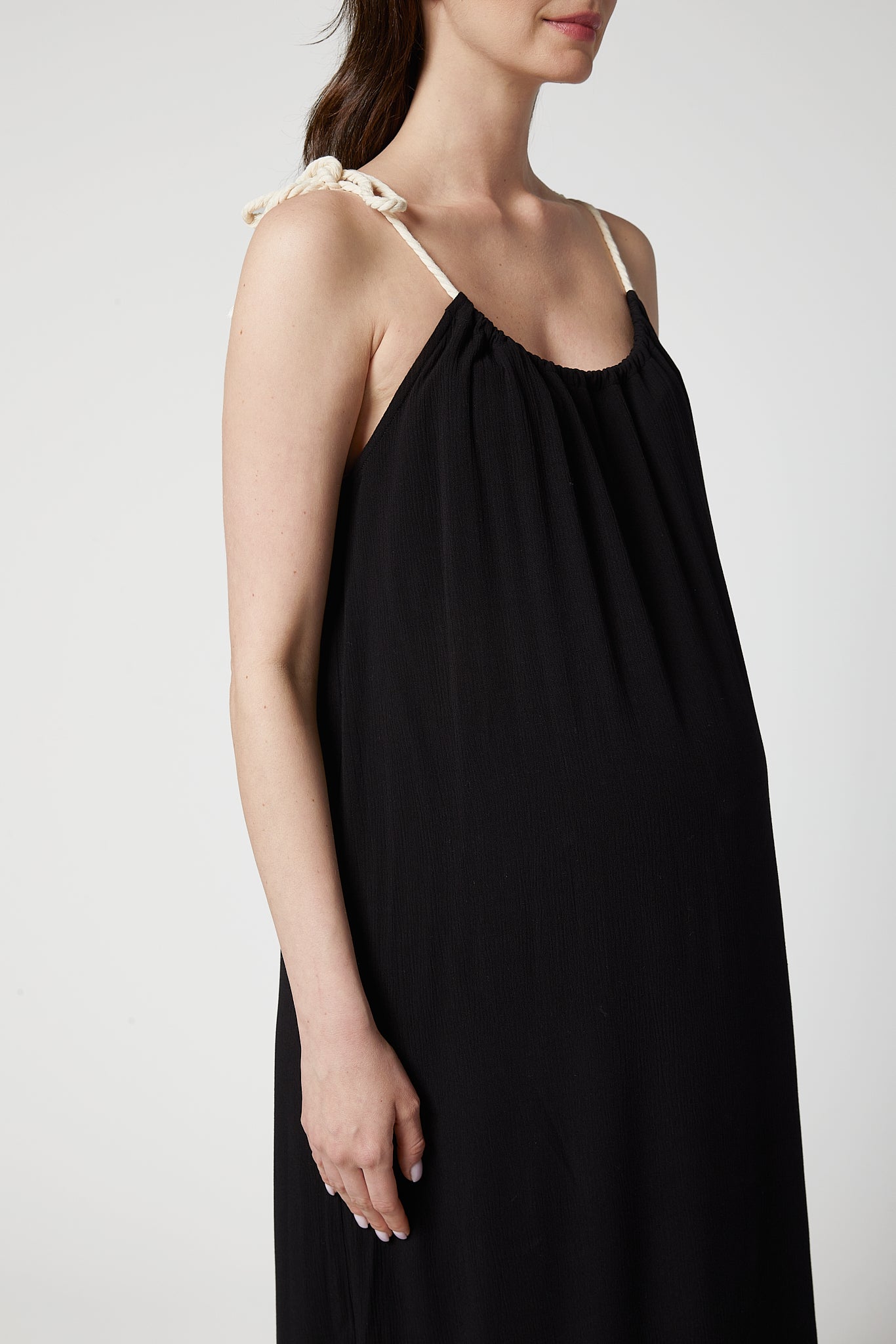 Dream Halat Askılı Hamile Elbise siyah yakın detay çekim