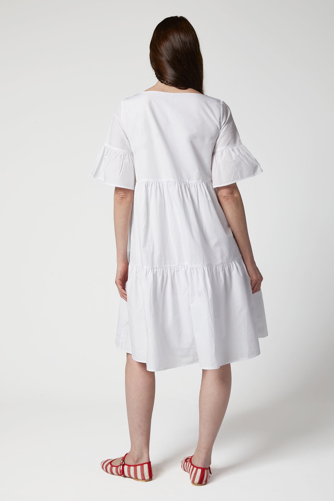 Freya Poplin Hamile Elbise beyaz arkadan görünüm