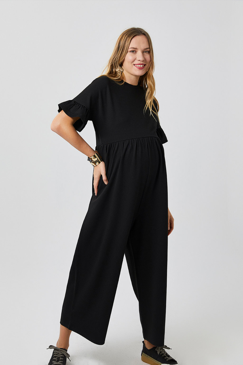 Lilyana Hamile Tulum Siyah önden görünüm