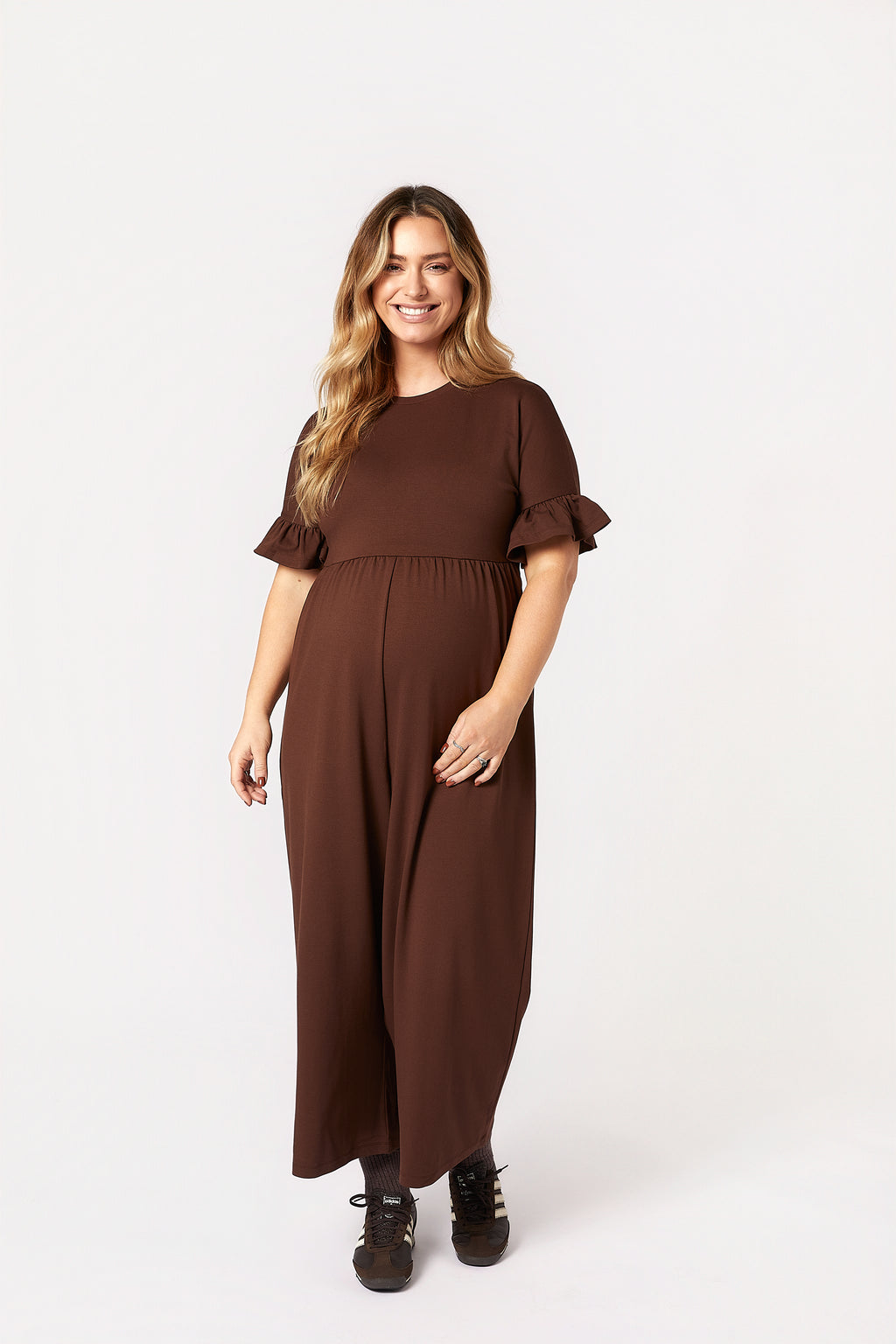 Lilyana Hamile Tulum Kahverengi önden görünüm