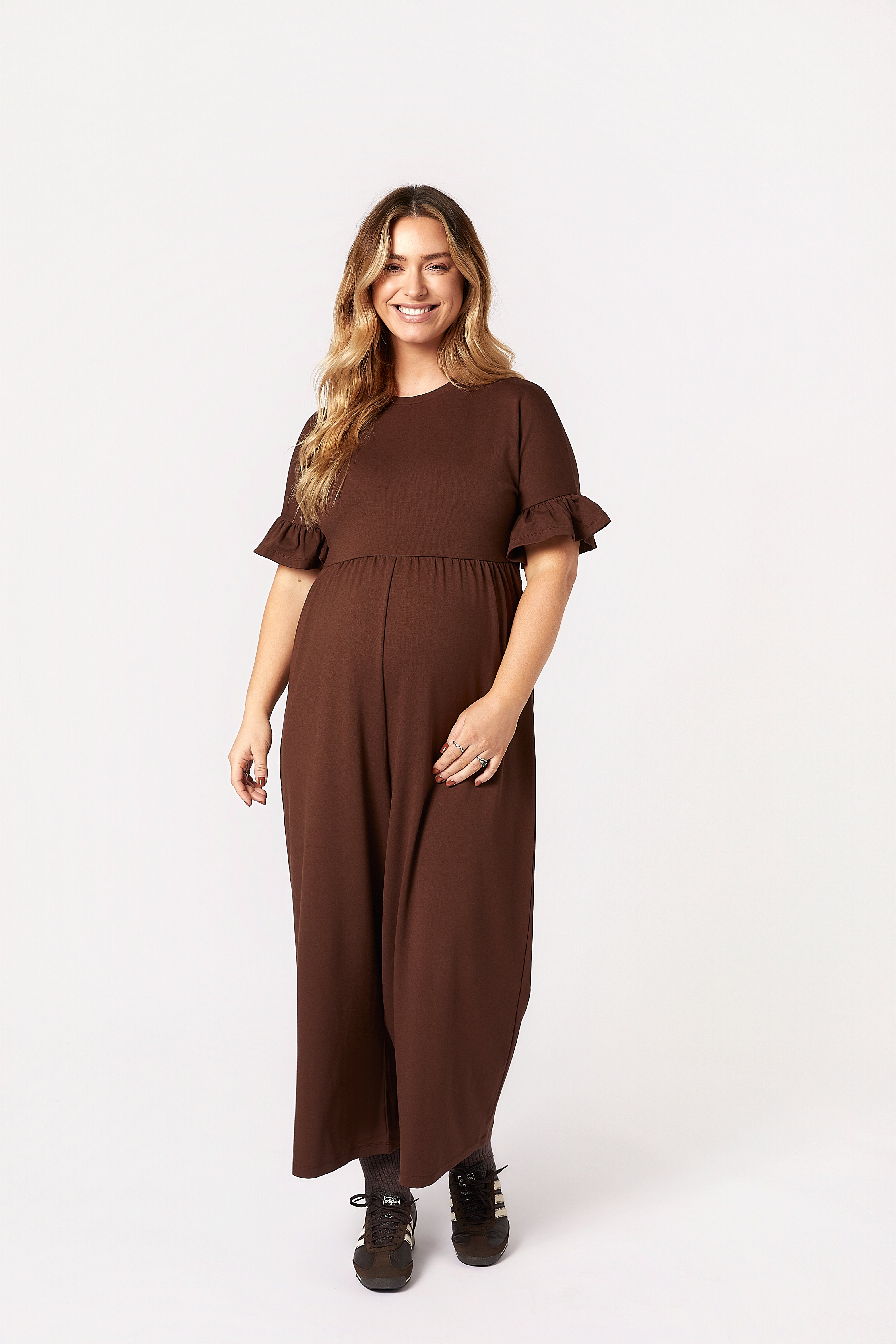 Lilyana Hamile Tulum Kahverengi önden görünüm