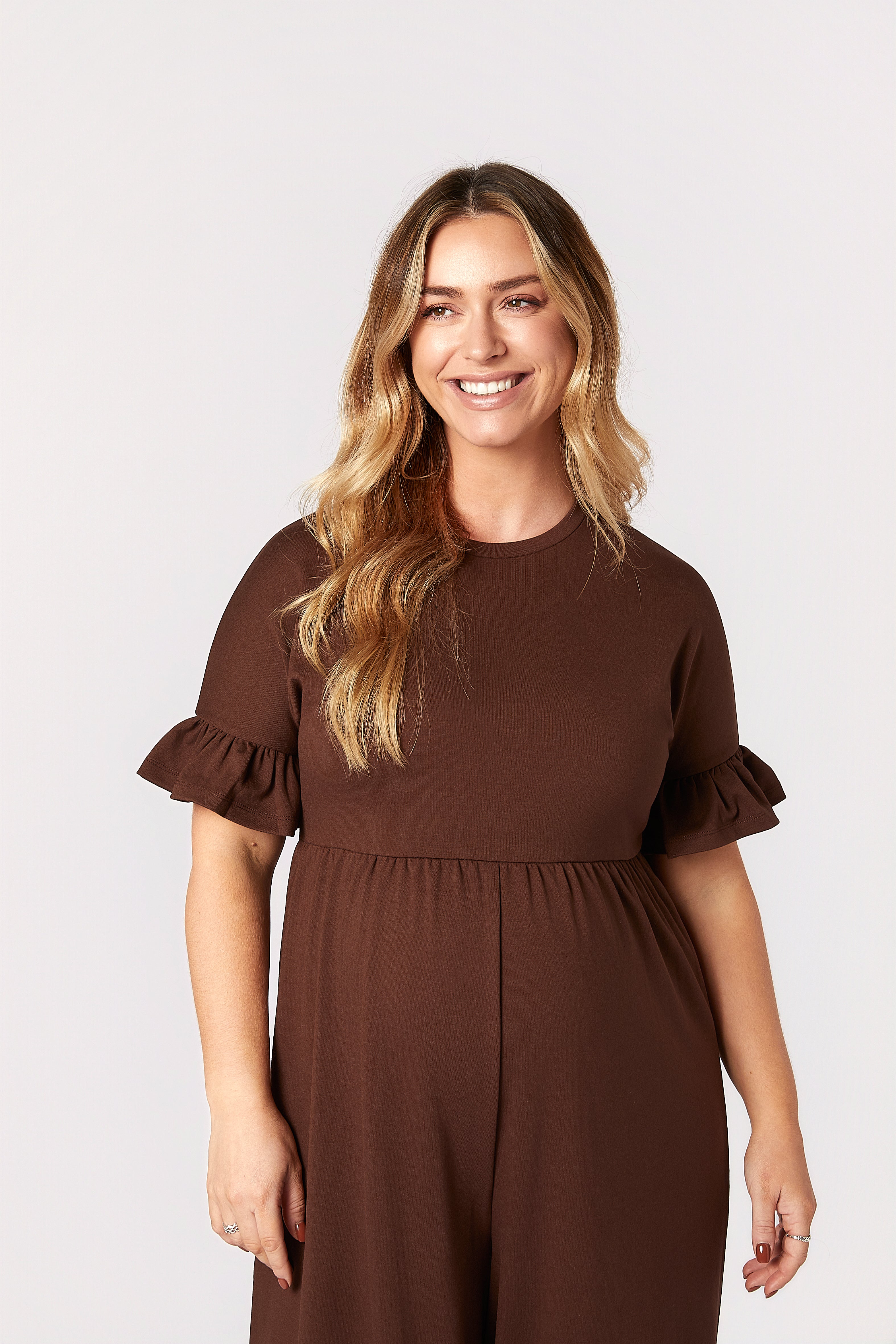 Lilyana Hamile Tulum Kahverengi önden görünüm