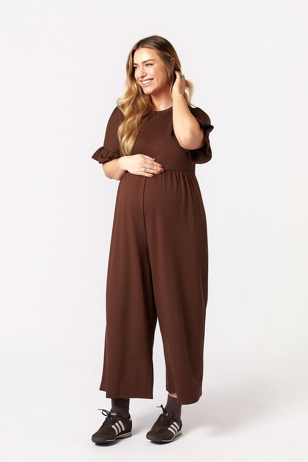 Lilyana Hamile Tulum Kahverengi önden görünüm