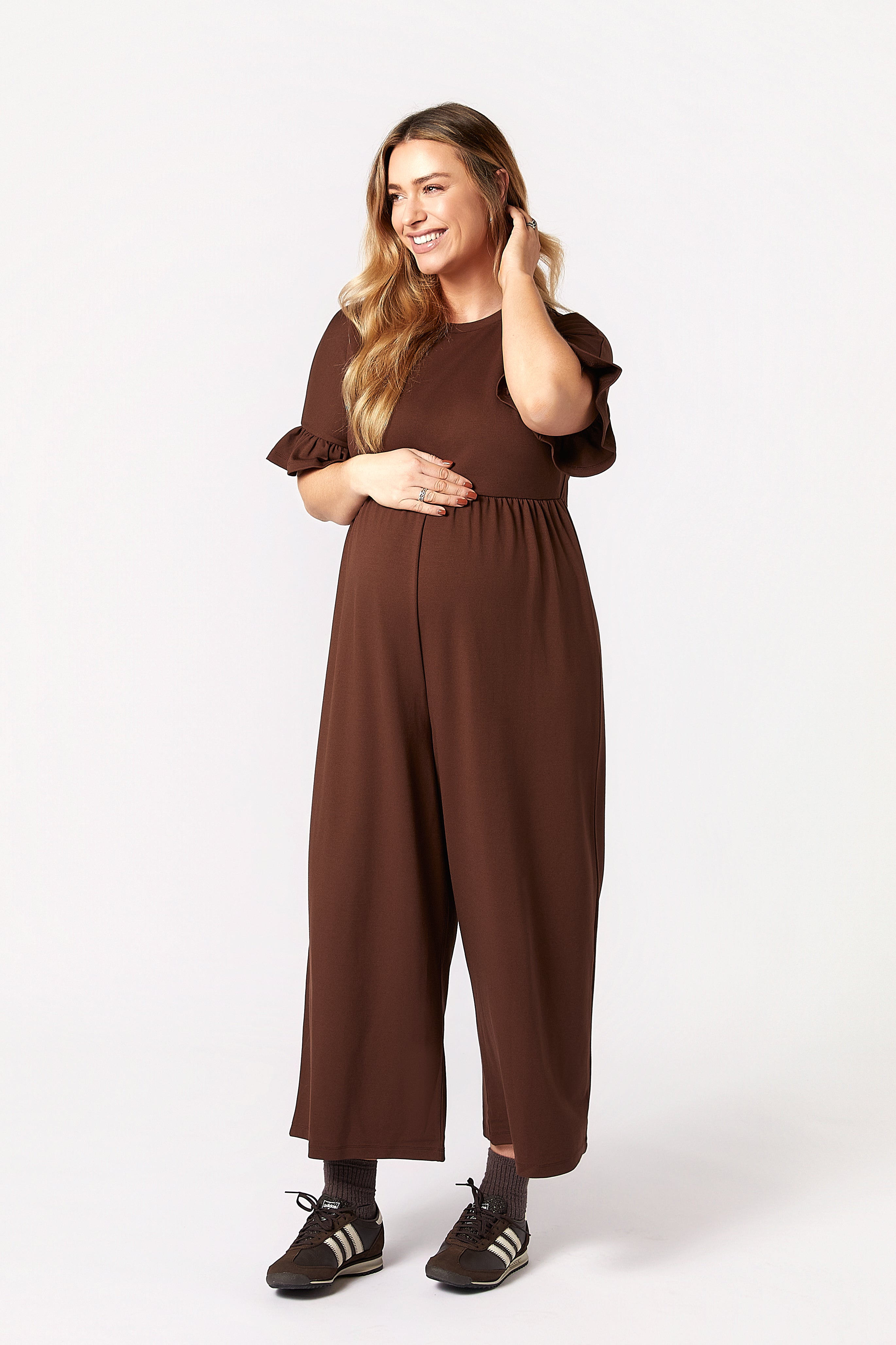 Lilyana Hamile Tulum Kahverengi önden görünüm