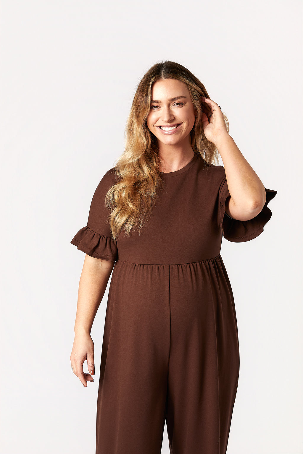 Lilyana Hamile Tulum Kahverengi önden görünüm