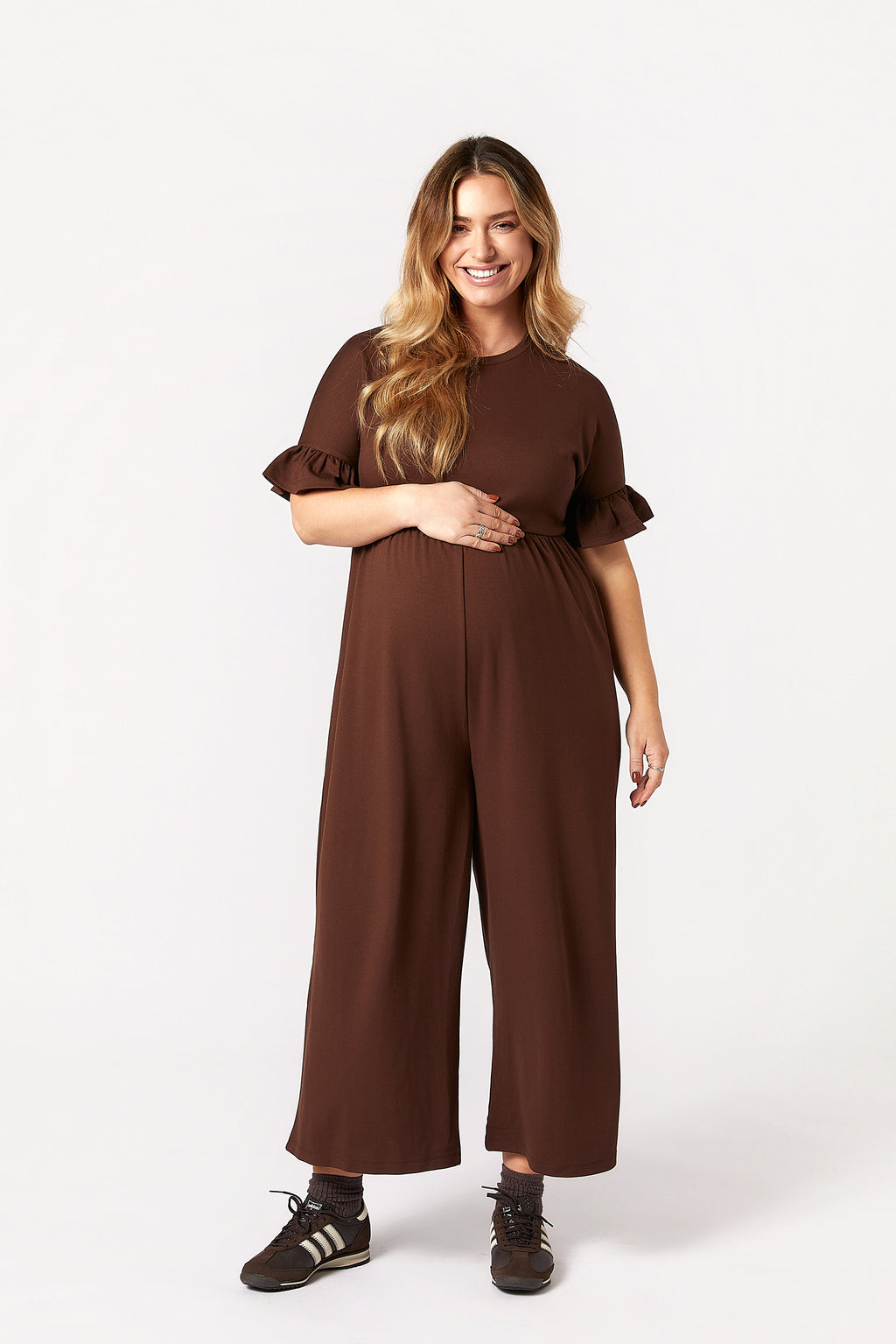 Lilyana Hamile Tulum Kahverengi önden görünüm