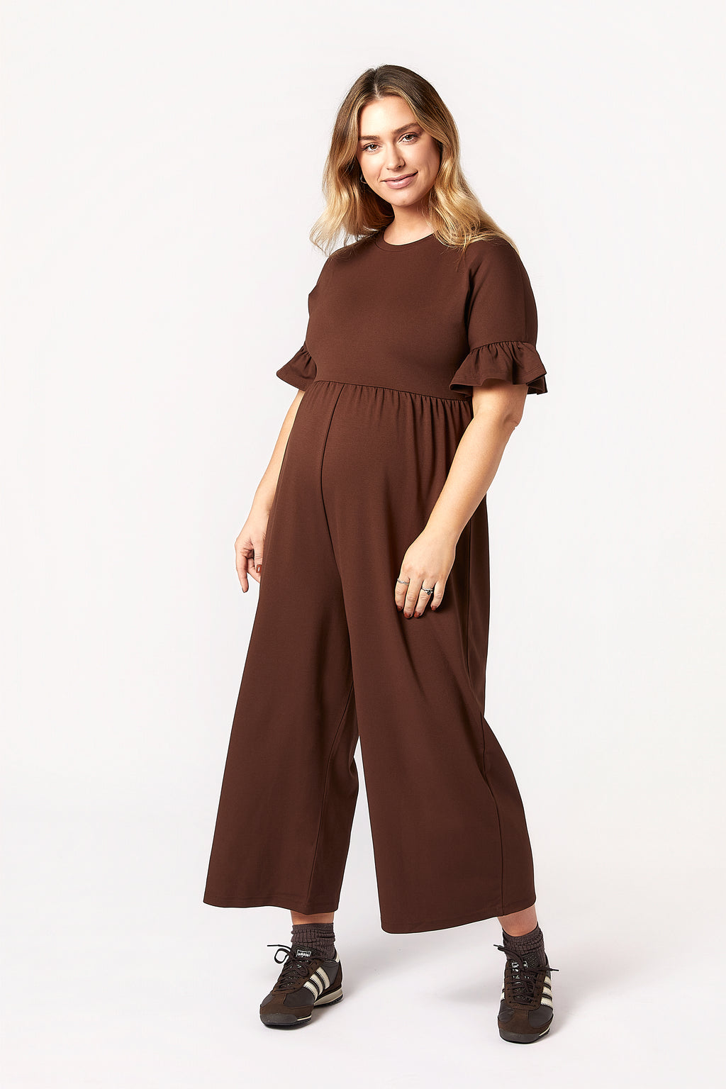 Lilyana Hamile Tulum Kahverengi önden görünüm