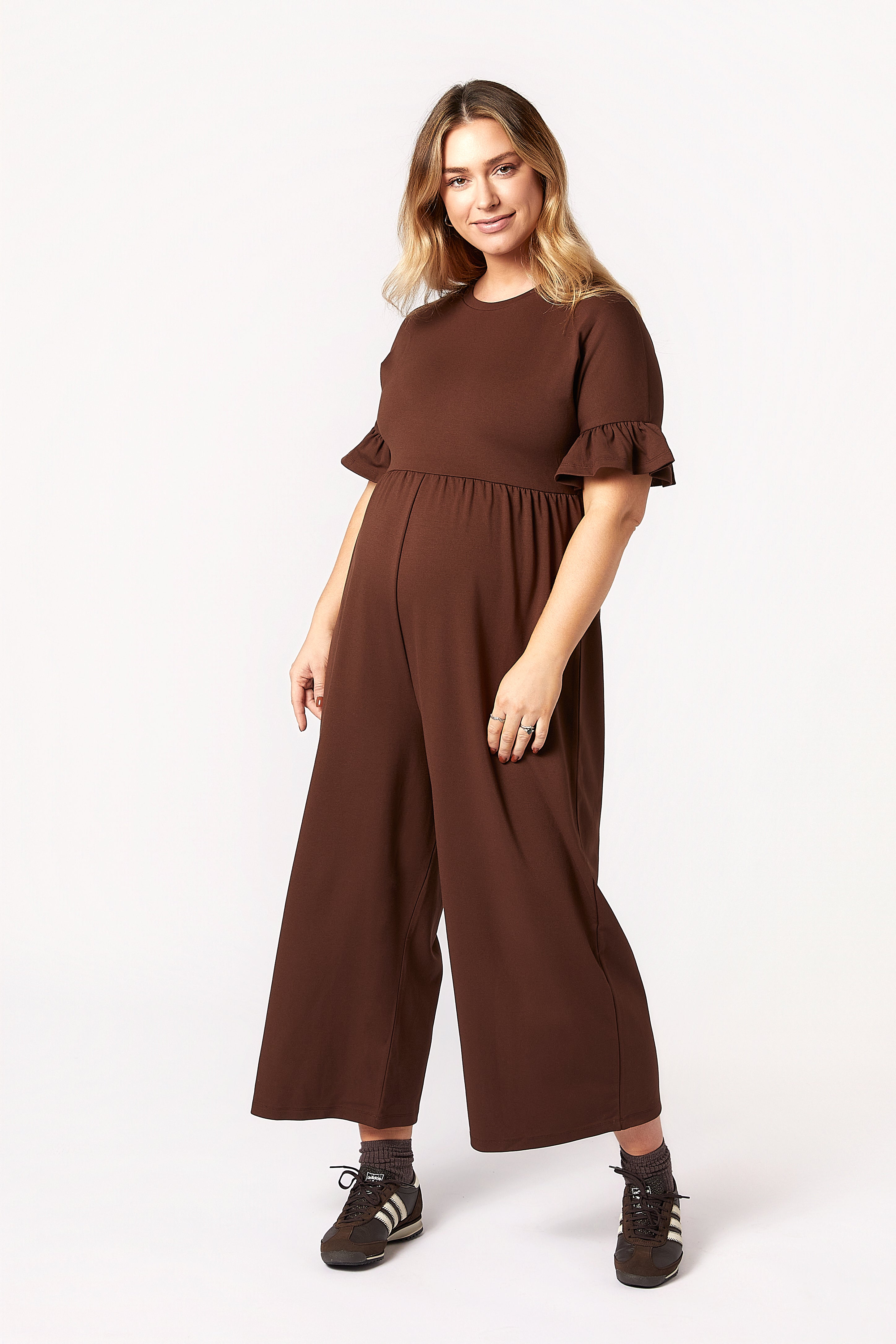 Lilyana Hamile Tulum Kahverengi önden görünüm