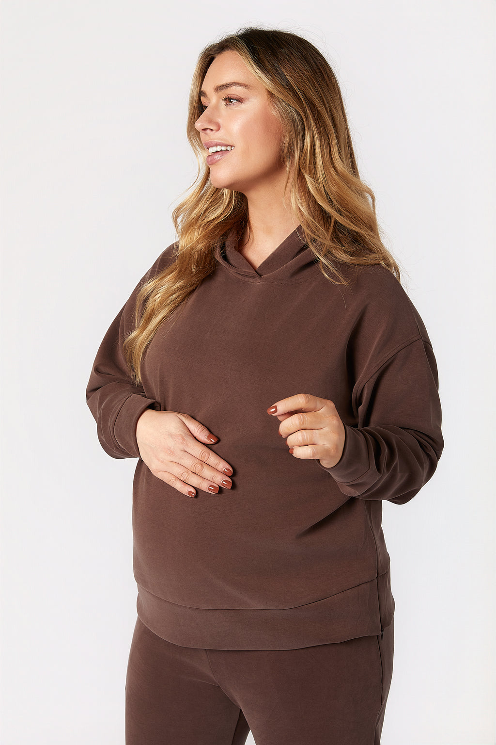 Willow Modal Hamile Eşofman Takımı Kahverengi önden görünüm