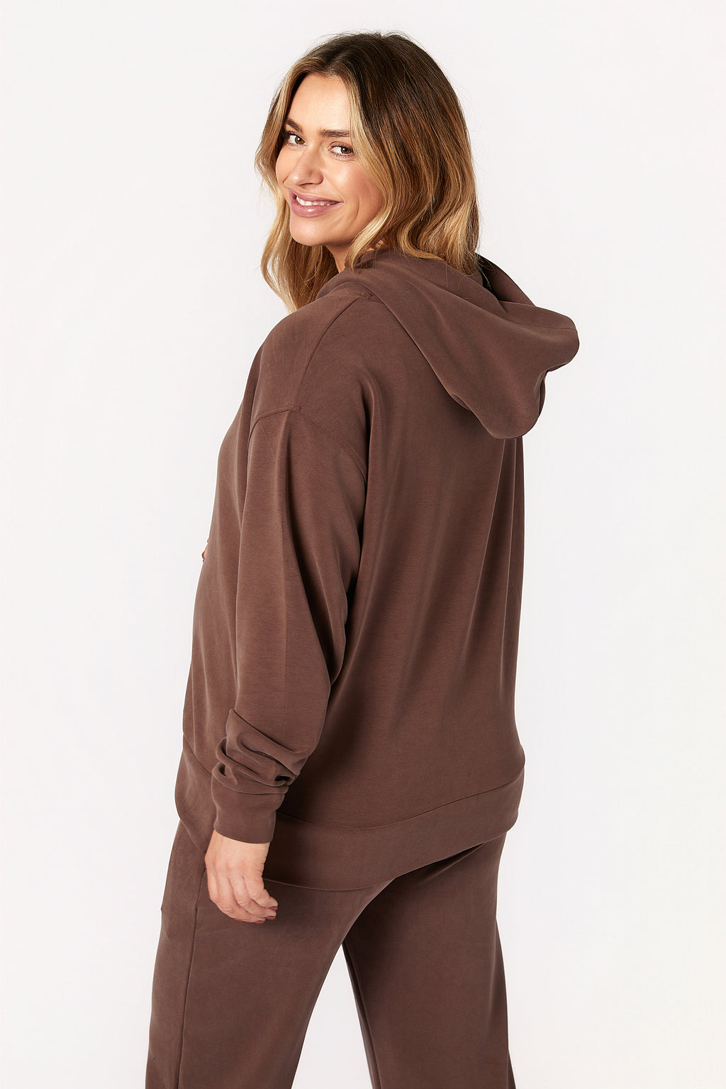Willow Modal Hamile Eşofman Takımı Kahverengi arkadan görünüm
