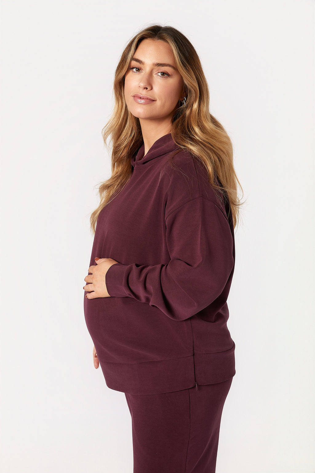Willow Modal Hamile Eşofman Takımı Bordo yandan görünüm