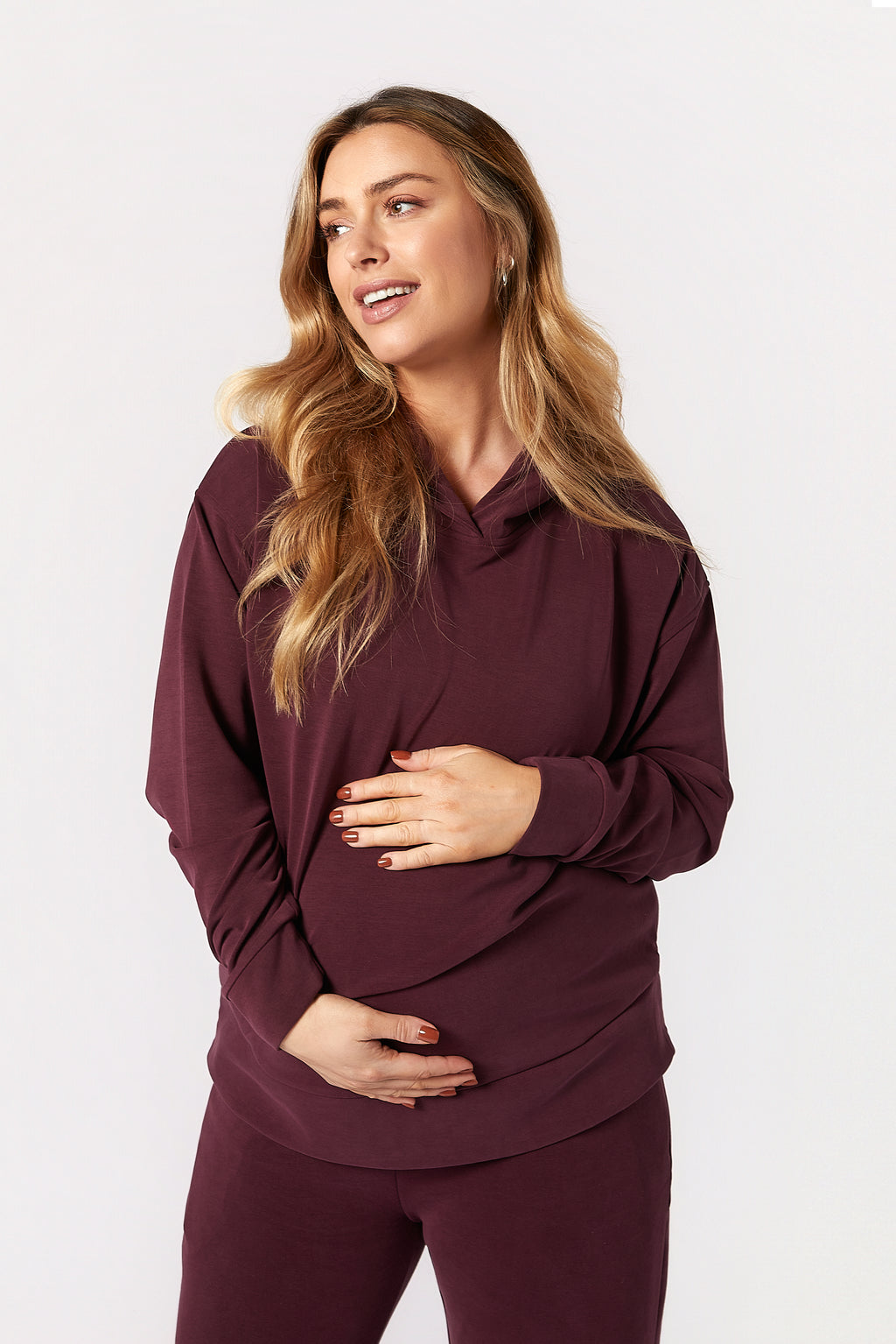 Willow Modal Hamile Eşofman Takımı Bordo önden görünüm