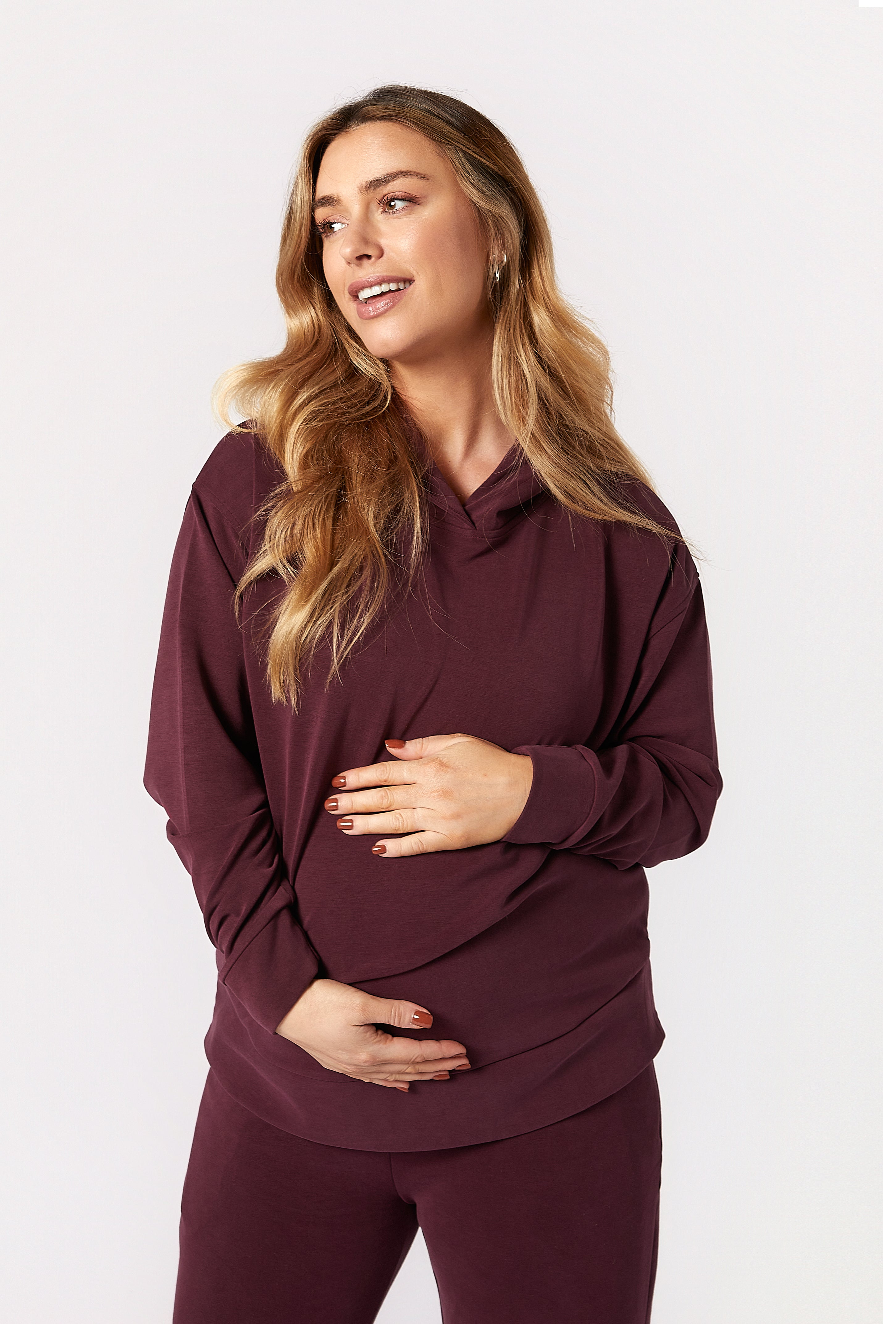 Willow Modal Hamile Eşofman Takımı Bordo önden görünüm