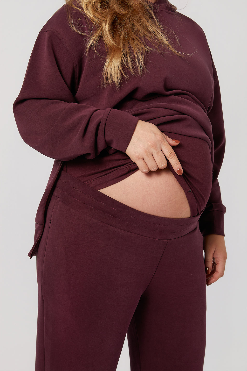Willow Modal Hamile Eşofman Takımı Bordo yakın detay çekim