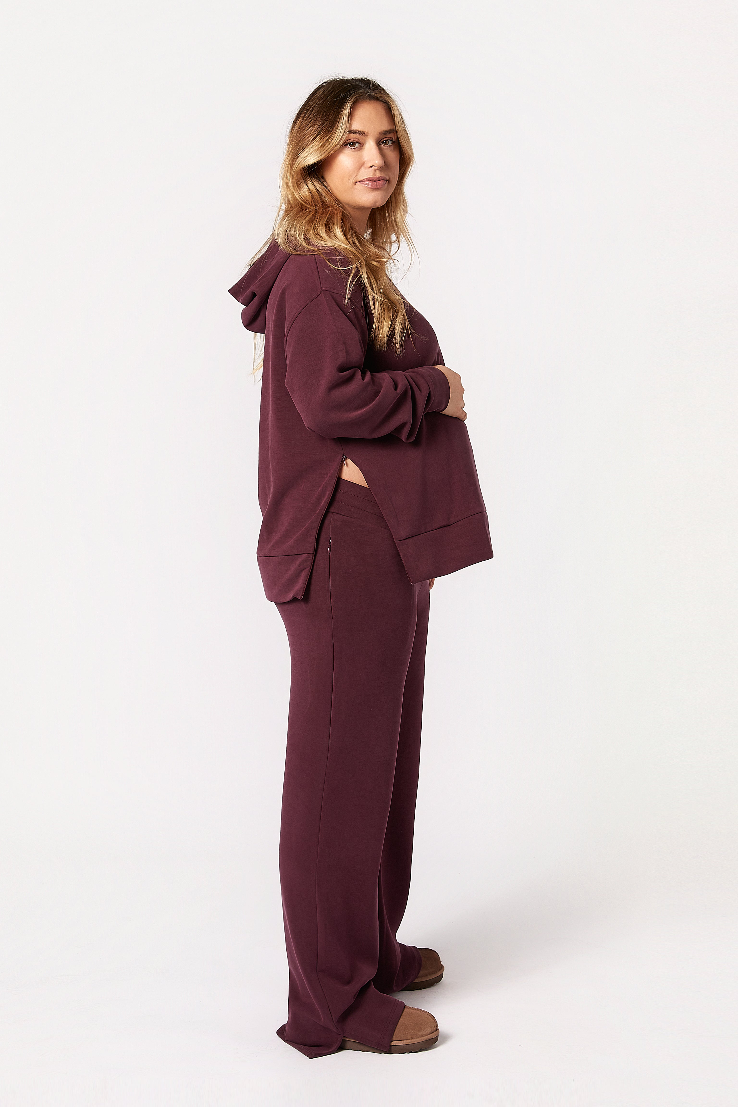 Willow Modal Hamile Eşofman Takımı Bordo yandan görünüm