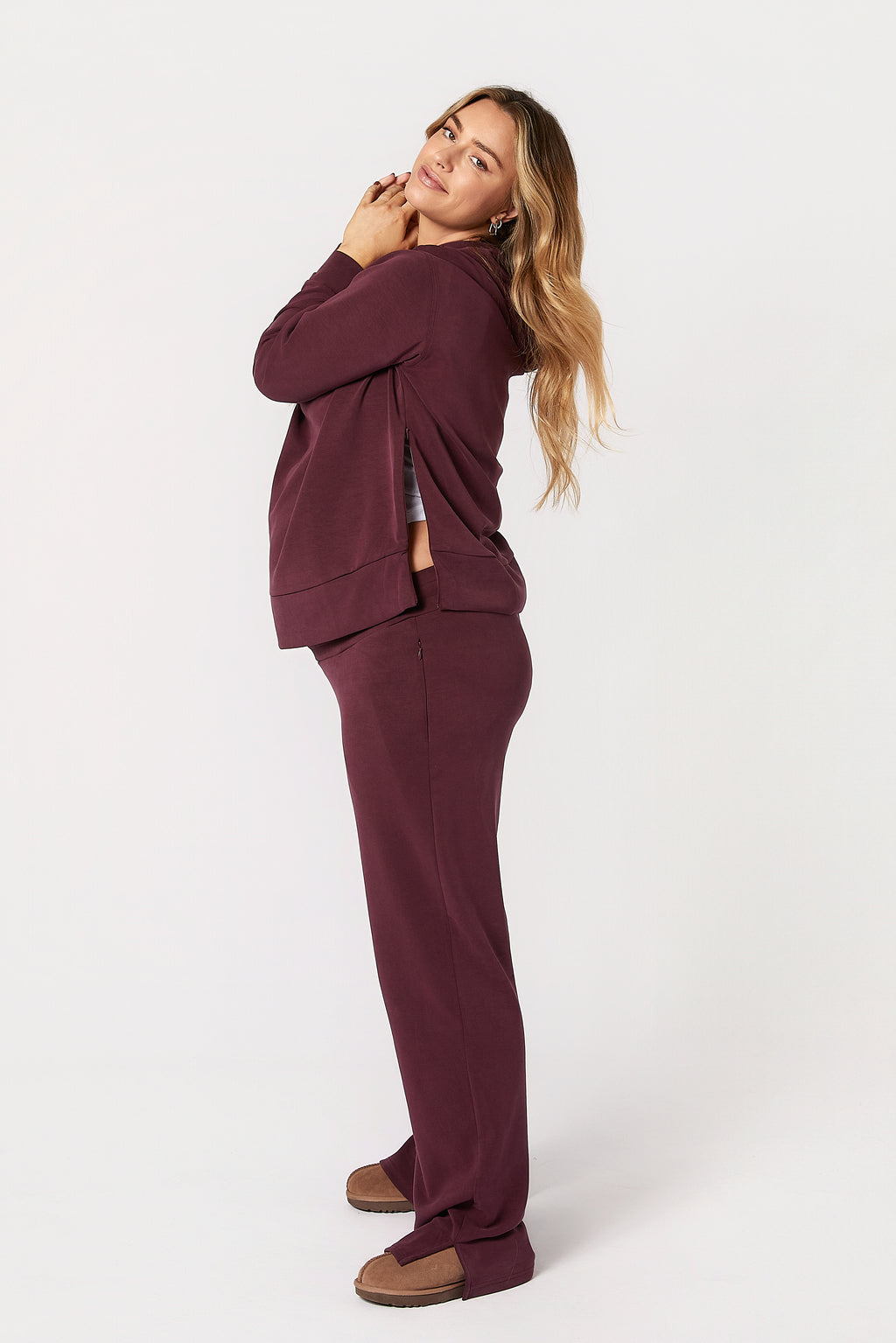 Willow Modal Hamile Eşofman Takımı Bordo yandan görünüm