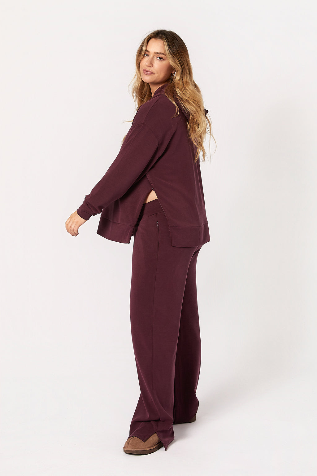 Willow Modal Hamile Eşofman Takımı Bordo yandan görünüm