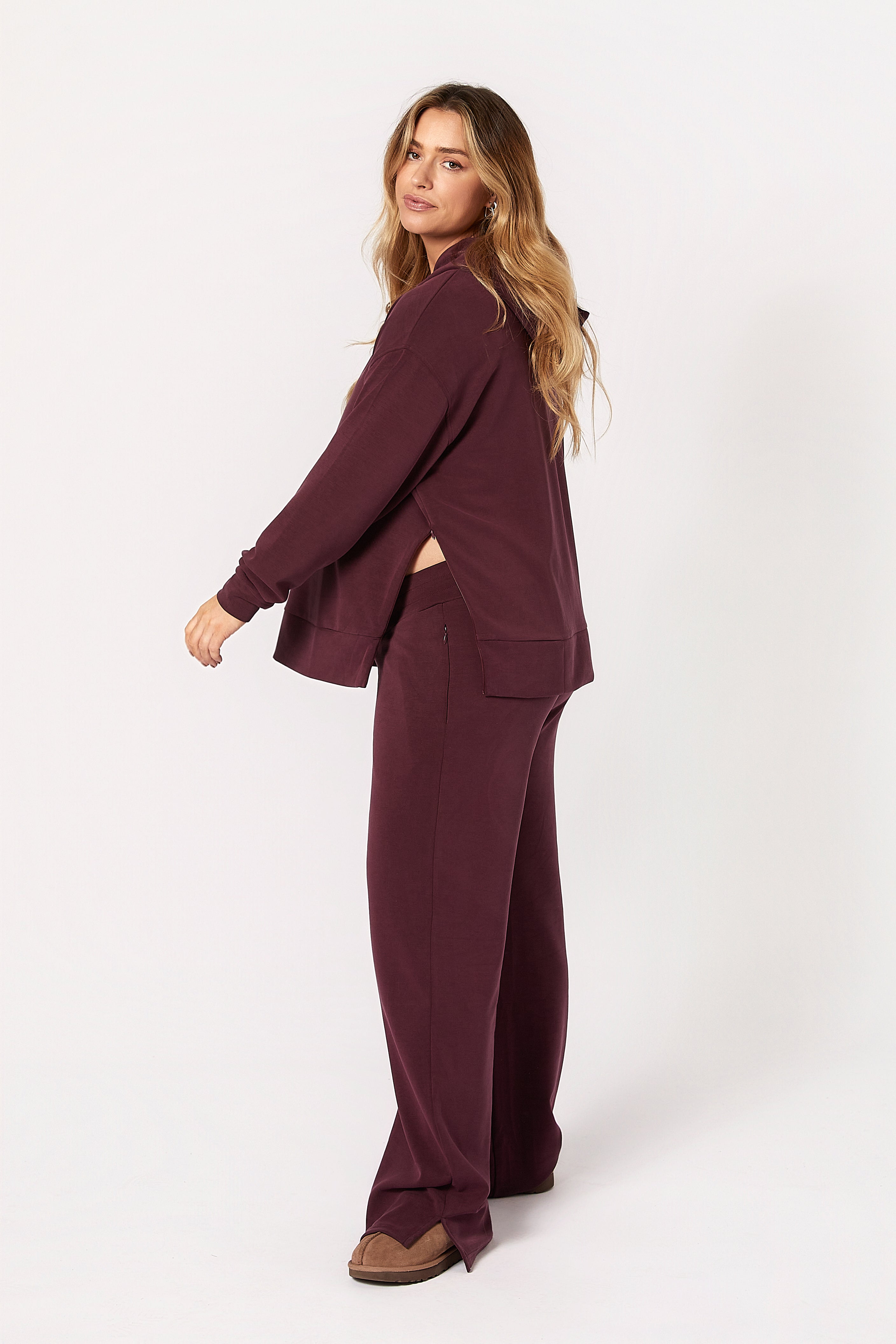 Willow Modal Hamile Eşofman Takımı Bordo yandan görünüm