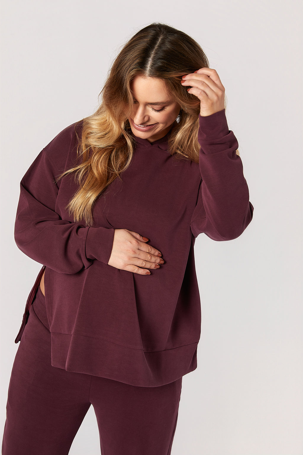 Willow Modal Hamile Eşofman Takımı Bordo önden görünüm