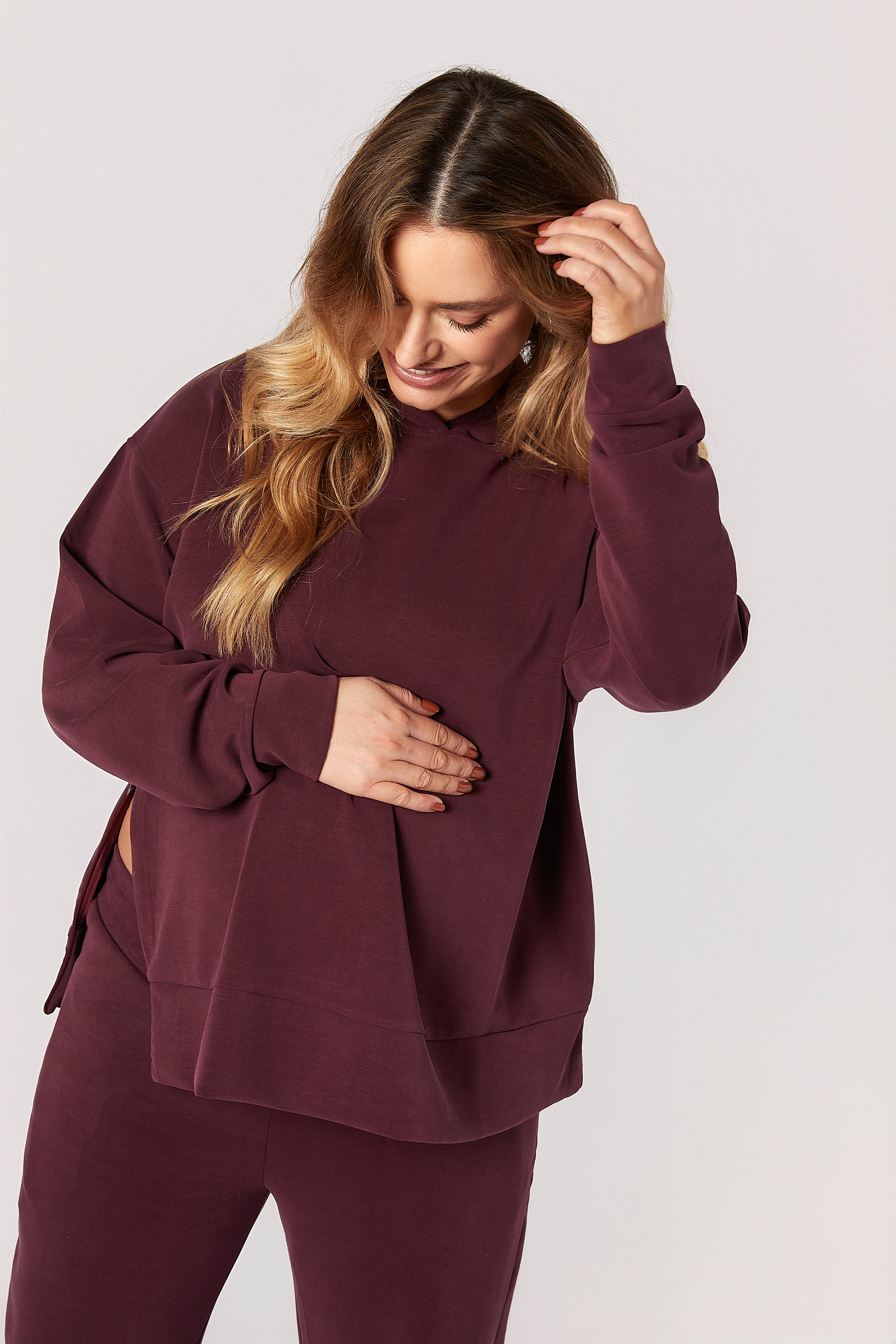 Willow Modal Hamile Eşofman Takımı Bordo önden görünüm