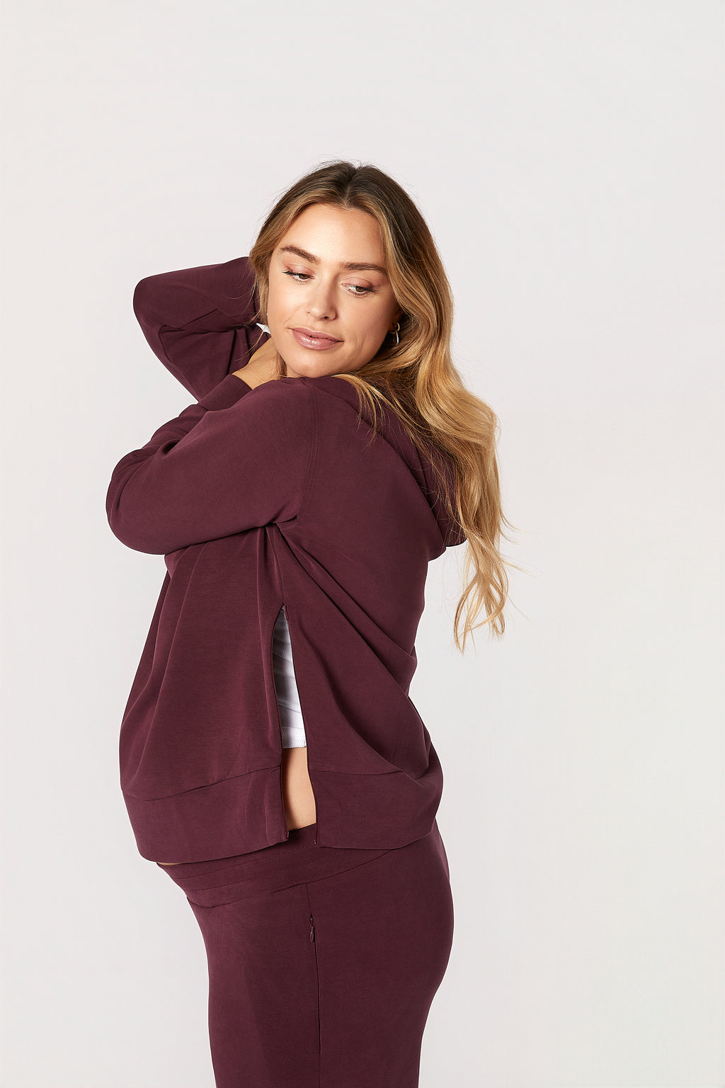 Willow Modal Hamile Eşofman Takımı Bordo yandan görünüm