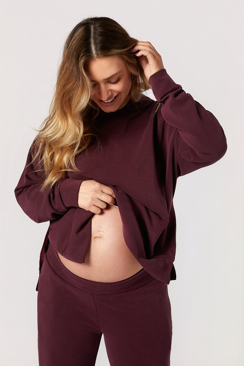 Willow Modal Hamile Eşofman Takımı Bordo önden görünüm