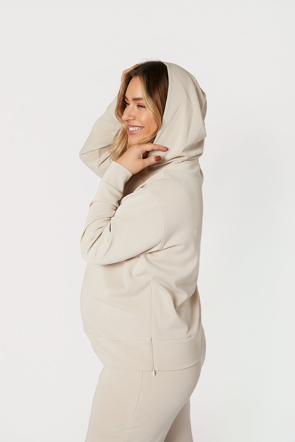Willow Modal Hamile Eşofman Takımı Bej yandan görünüm