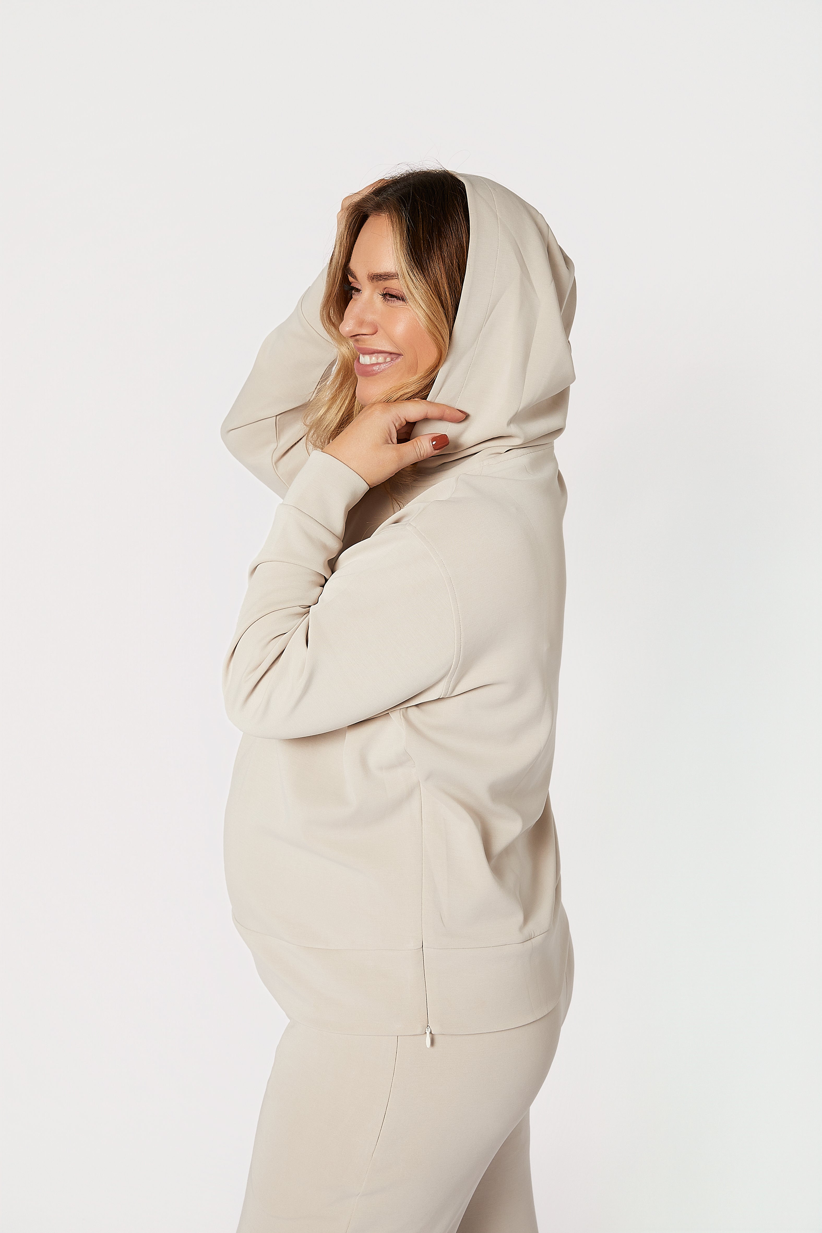 Willow Modal Hamile Eşofman Takımı Bej yandan görünüm